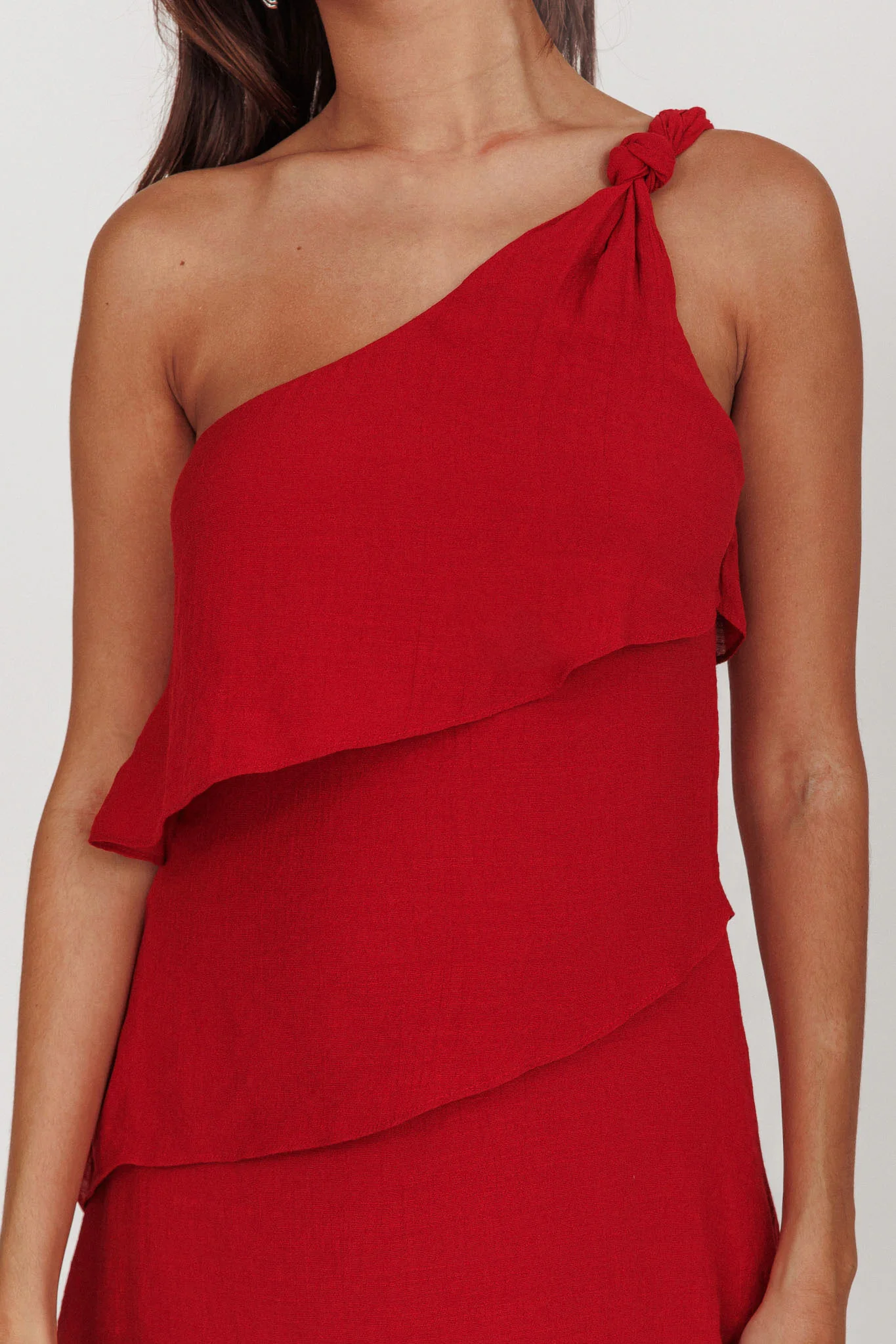 Delwyn One-Shoulder Maxi Dress Red