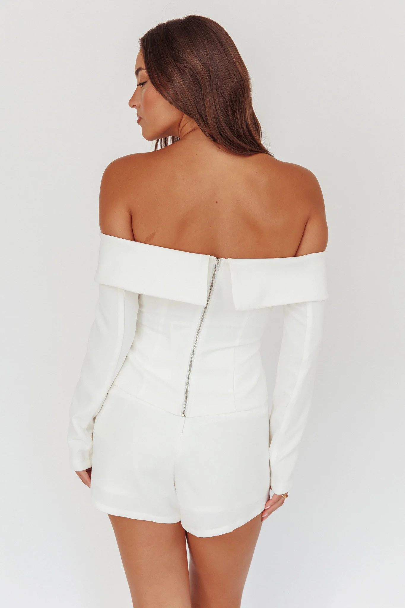 Adalis Off-Shoulder Long Sleeve Top Off White