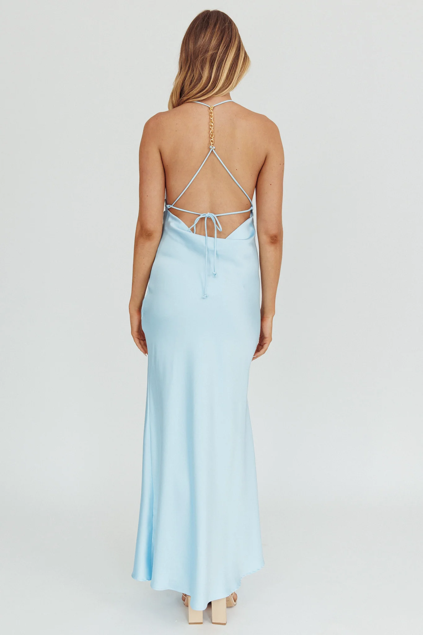 Palma Low Back Strappy Maxi Dress Baby Blue