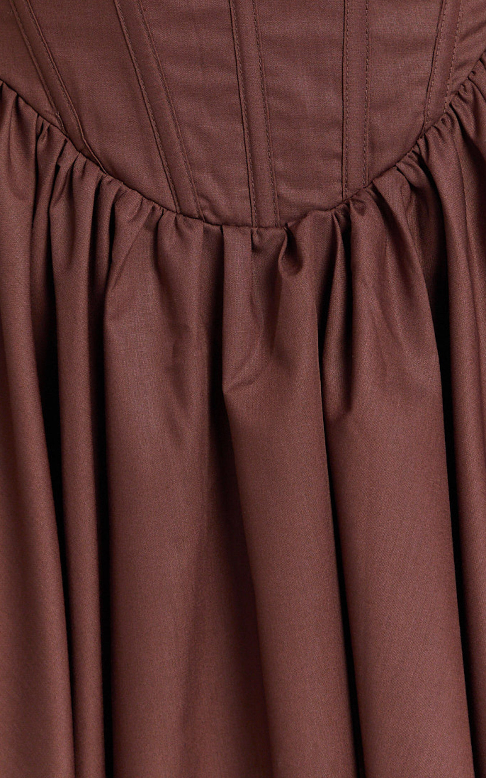 Jonas Mini Dress - Corset Ruched Lace Trim Dress in Chocolate