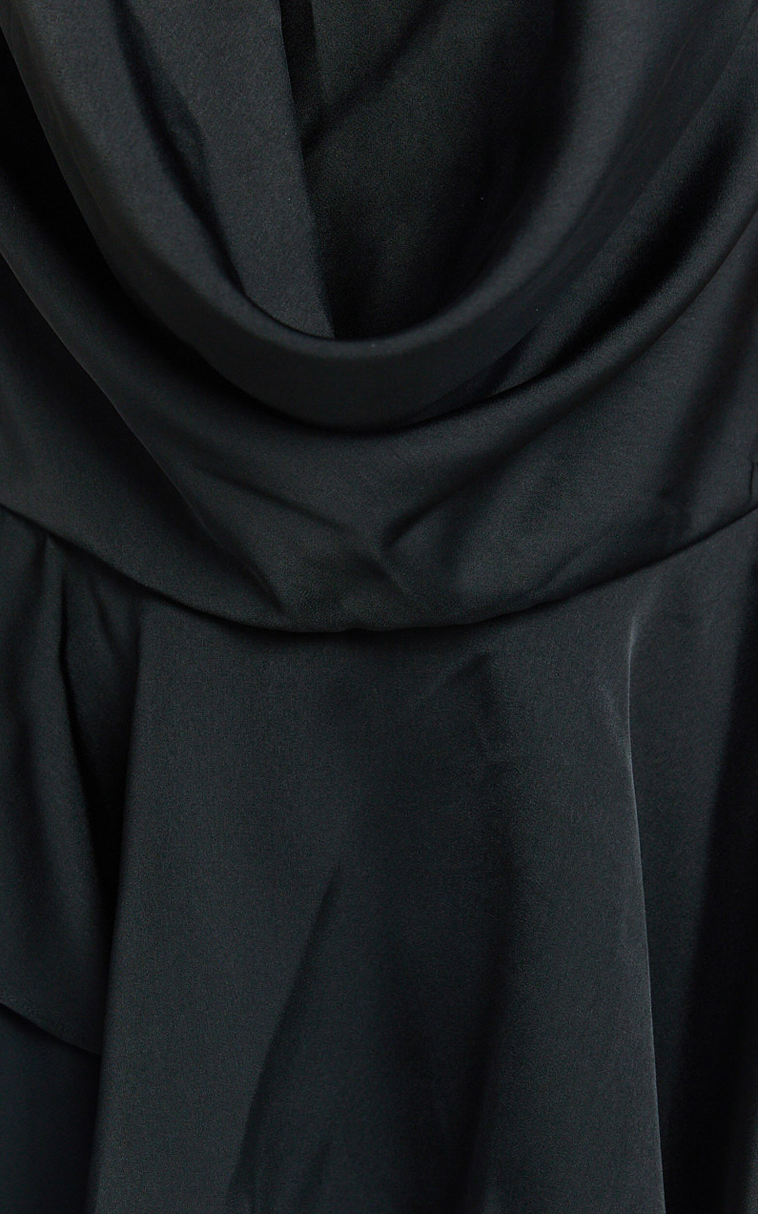 Tanisha Mini Dress - Halter Cowl Neck Asymmetrical Skirt Dress in Black