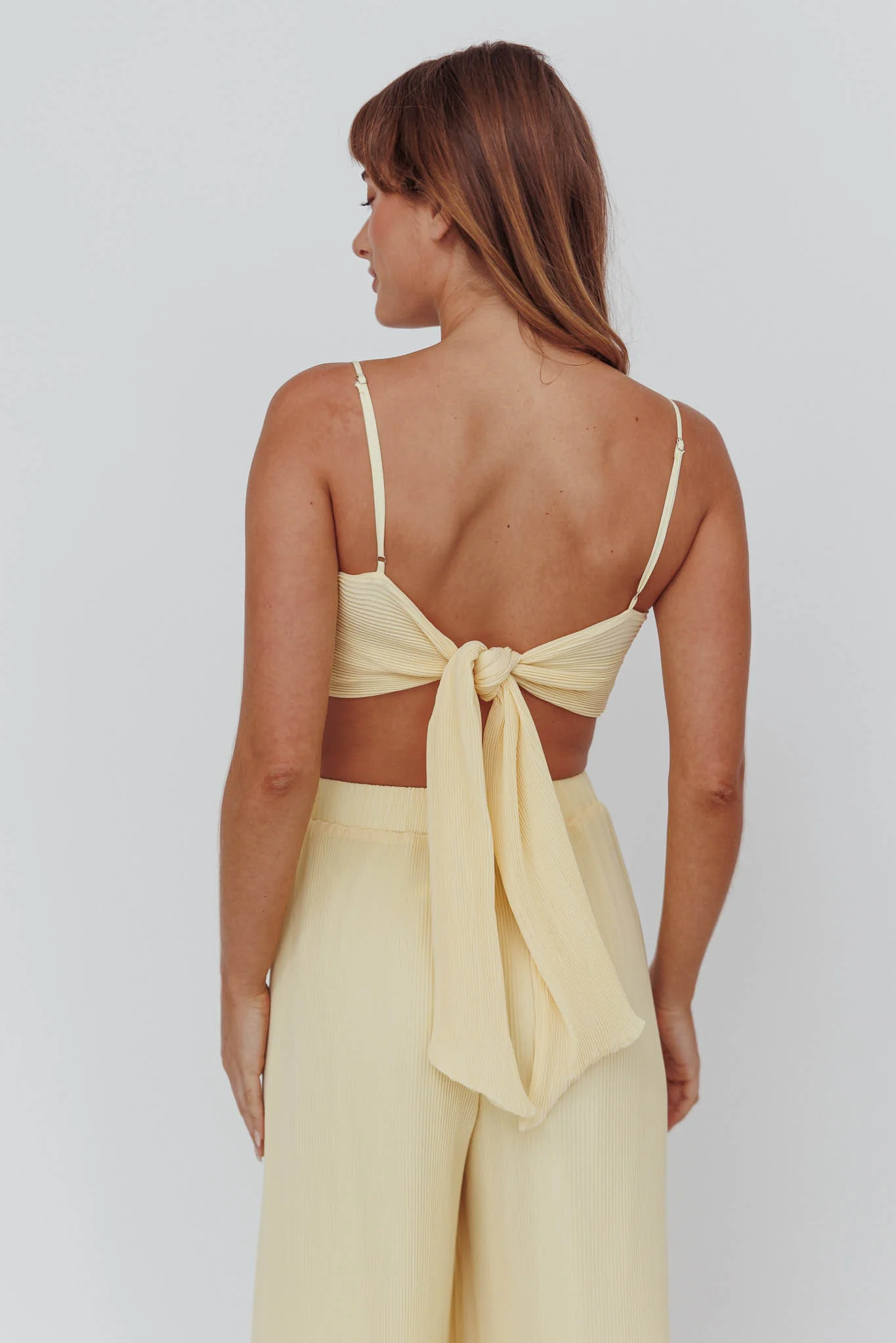 Light Energy Tie Back Crop Top Lemon