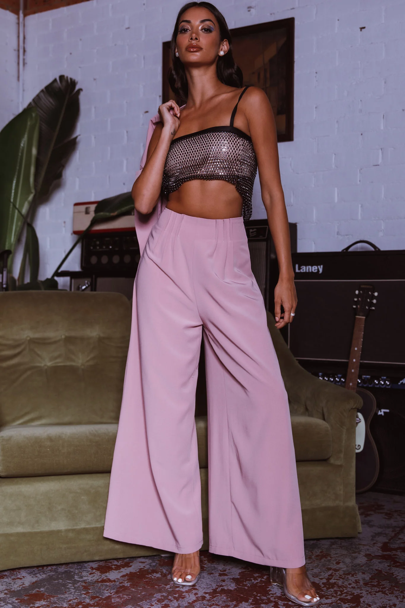 Vous Etes Belle Pleated Waist Pants Blush