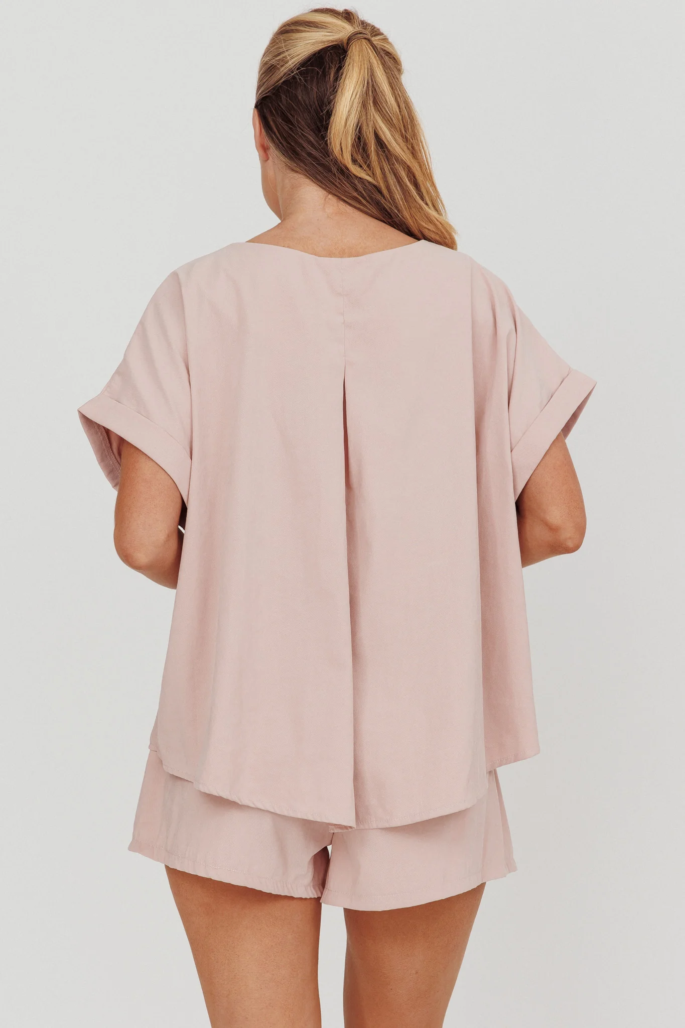 Yuna Pleat Back Boxy Tee Blush