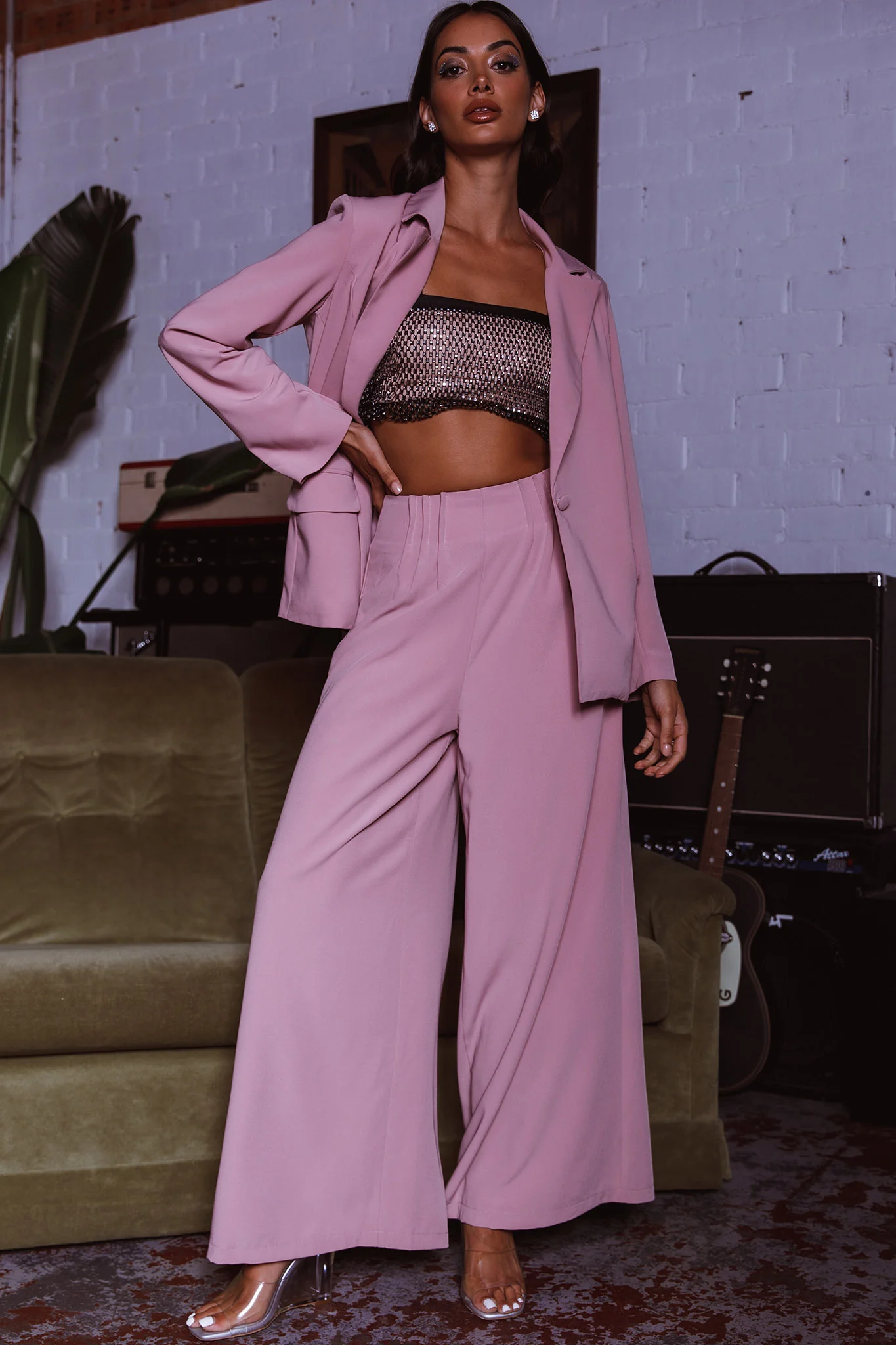 Vous Etes Belle Pleated Waist Pants Blush