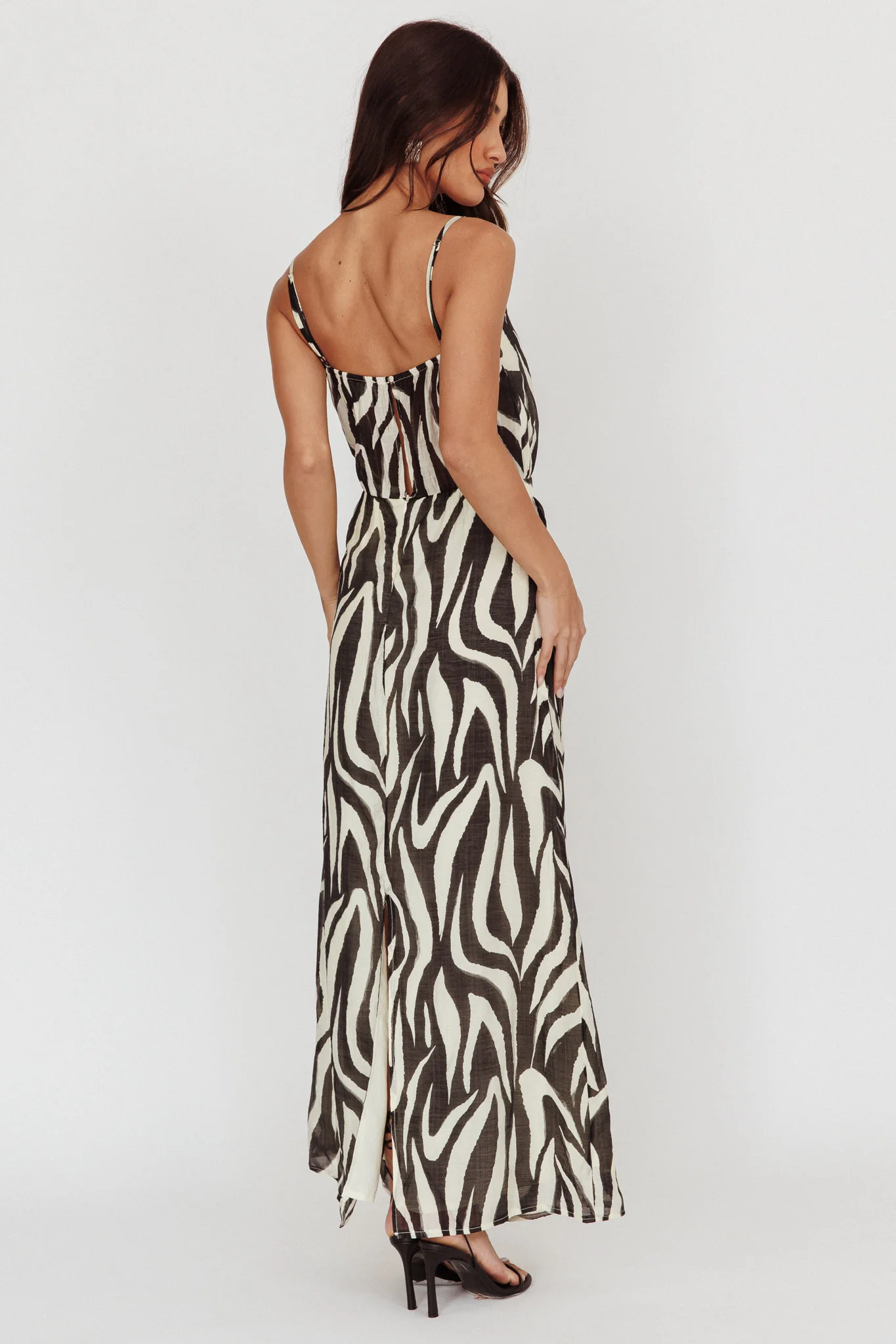 Pristine Zebra Print Maxi Dress Black