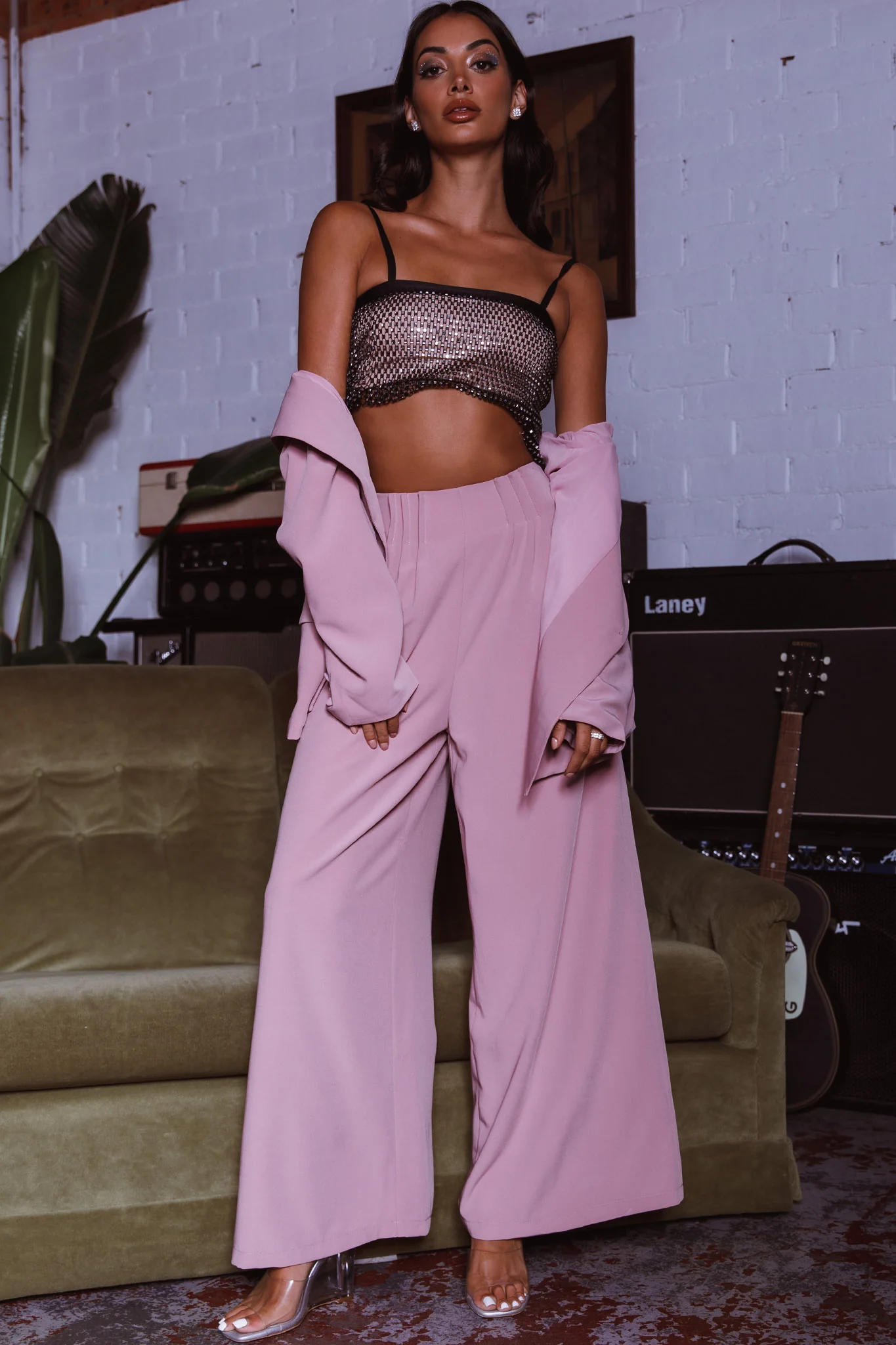 Vous Etes Belle Pleated Waist Pants Blush