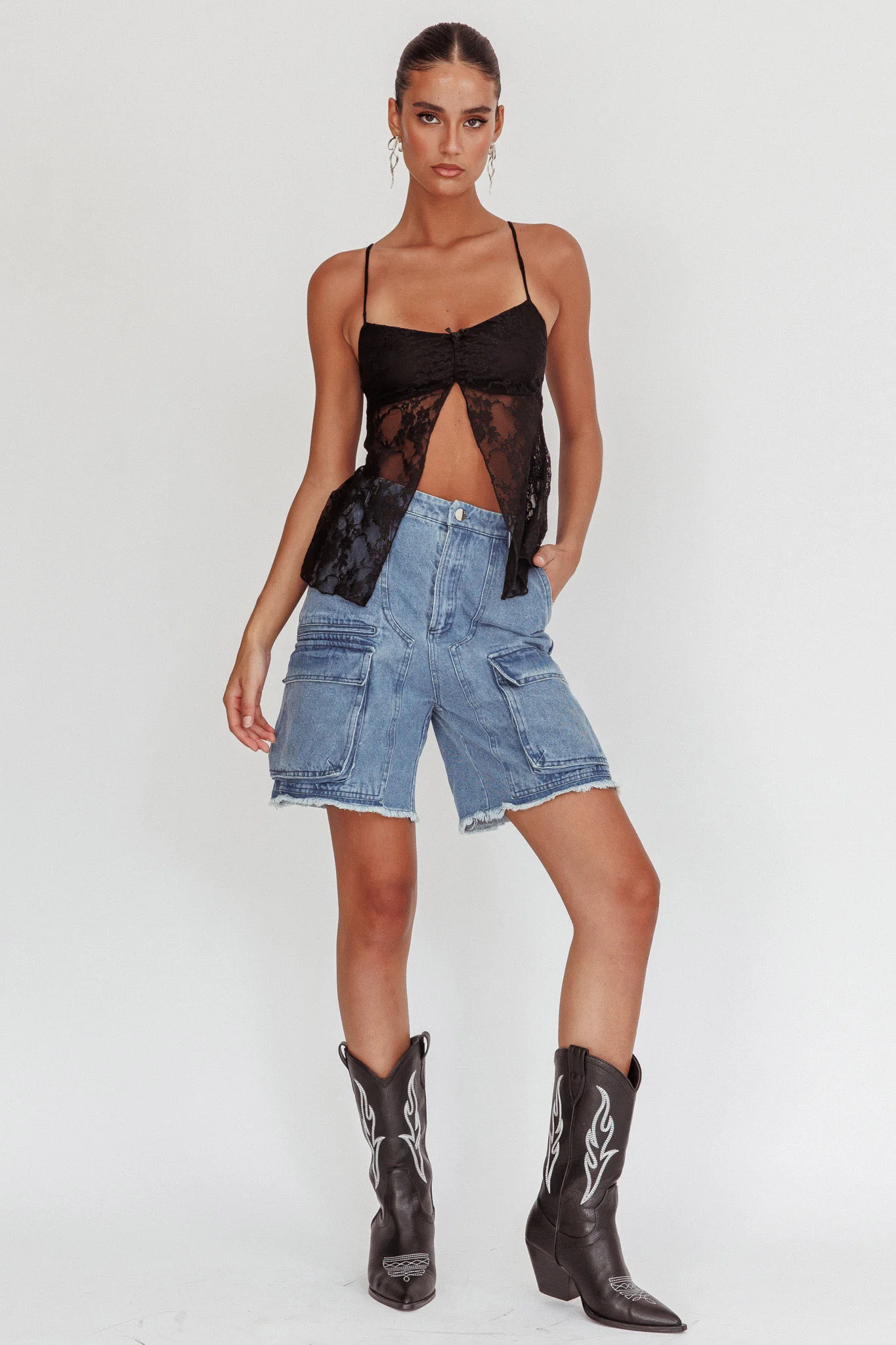 If You Insist Lace Camisole Top Black