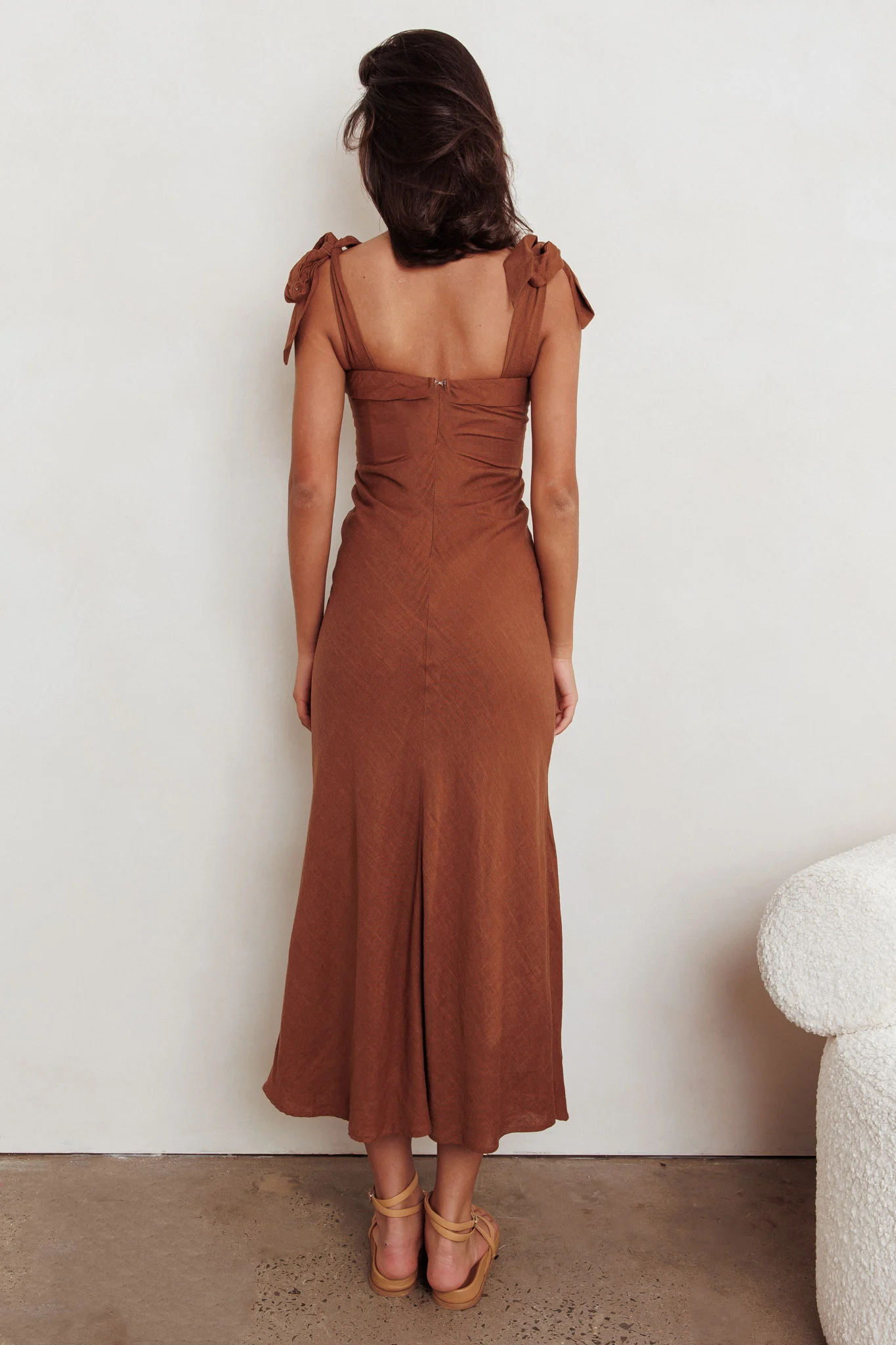 Appreciate You Tied Shoulder Maxi Dress Chocolate