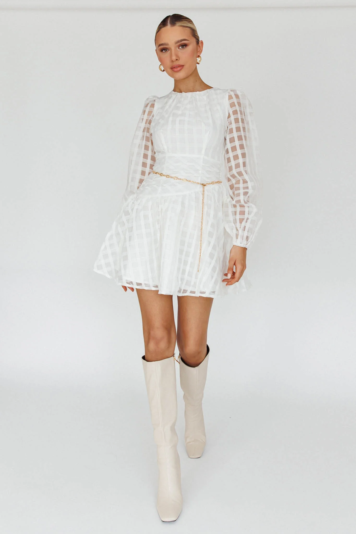 Tatiana Long Sleeve Plaid Mini Dress