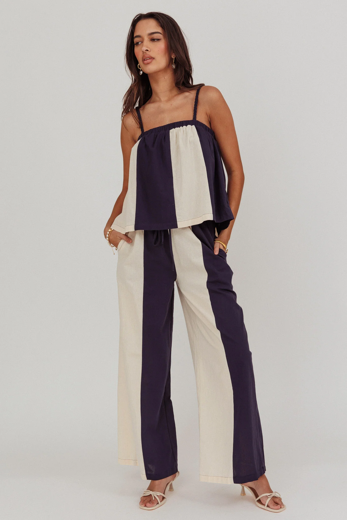 Dream Girl Contrast Wide Leg Pant Midnight
