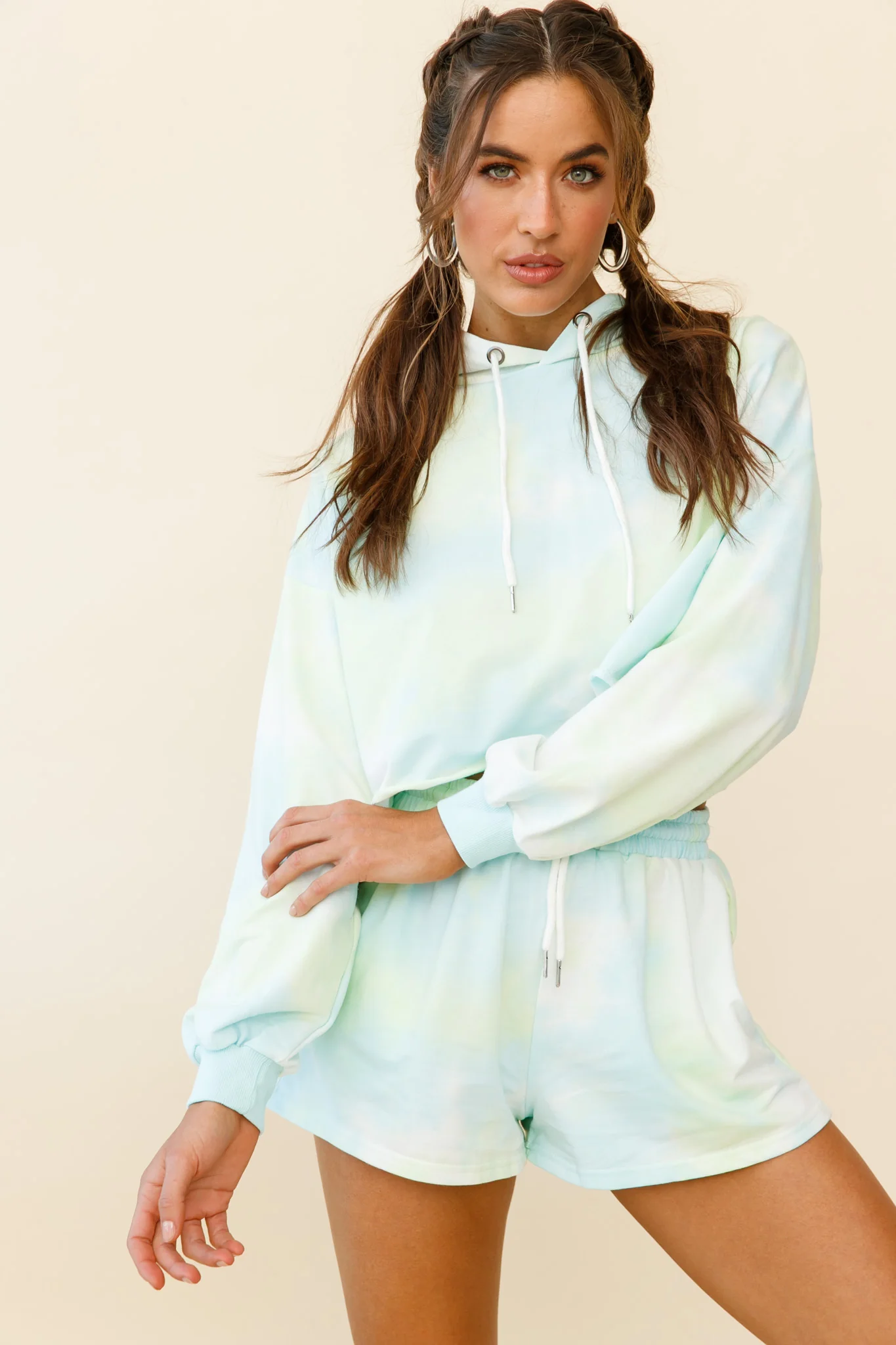 September Sun Drawstring Waist Shorts Green