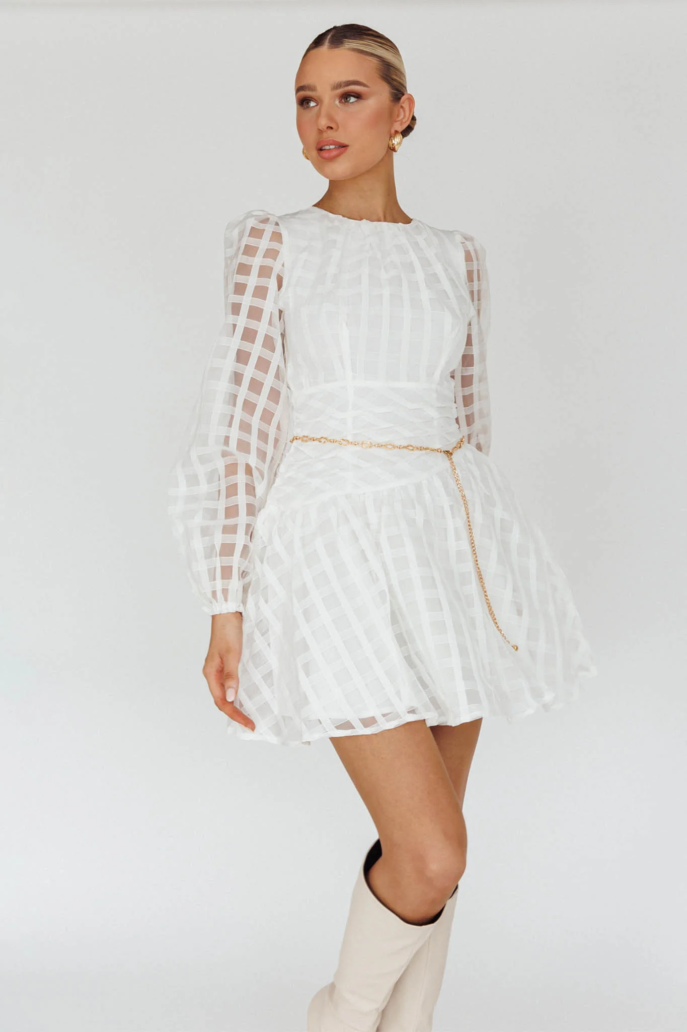 Tatiana Long Sleeve Plaid Mini Dress