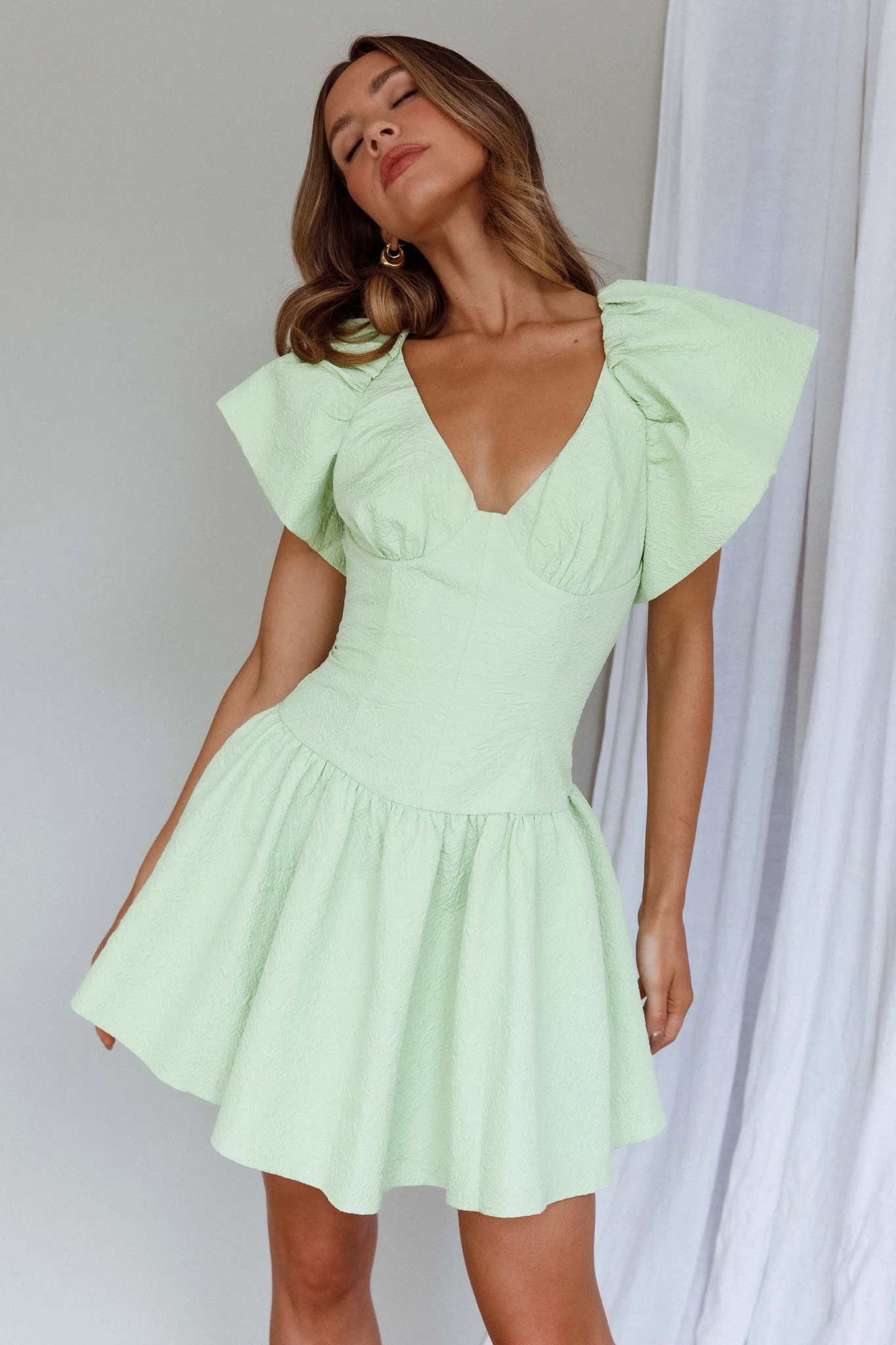 Self Love Flounce Hem Dress Lime