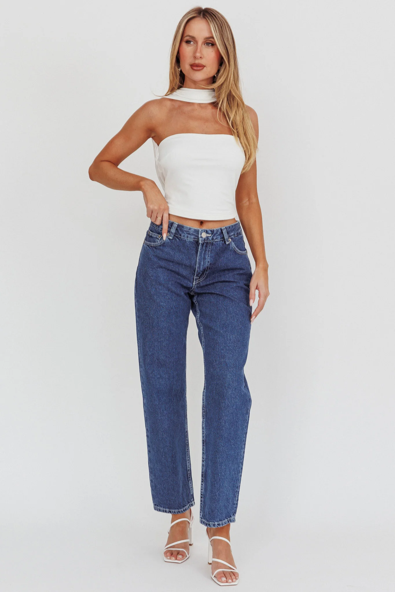 Damsel Reverse Halter Neck Top White