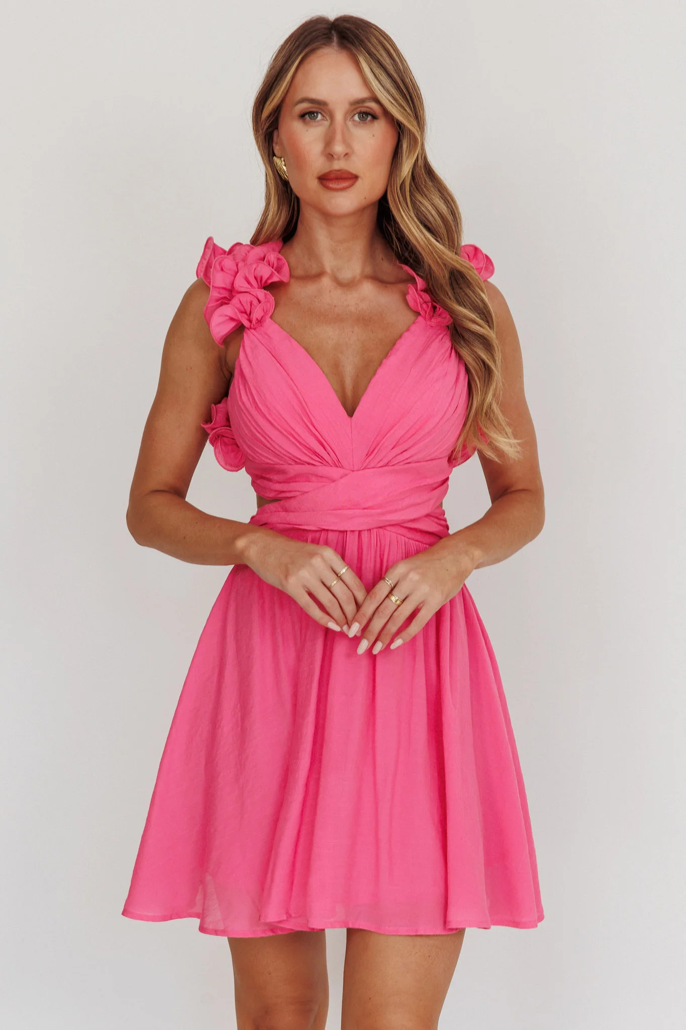 Madara Lace-Up Back Mini Dress Hot Pink