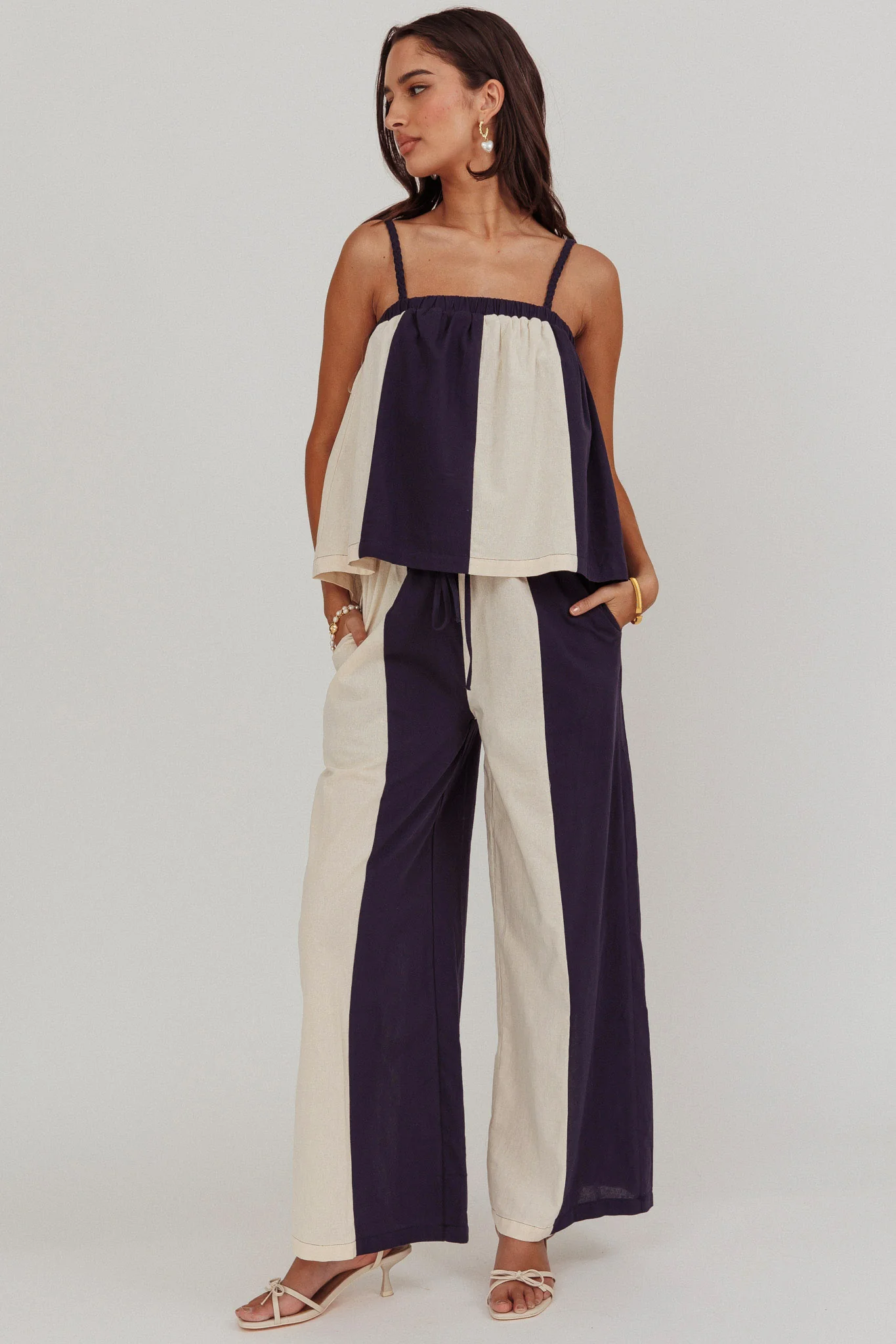Dream Girl Contrast Wide Leg Pant Midnight