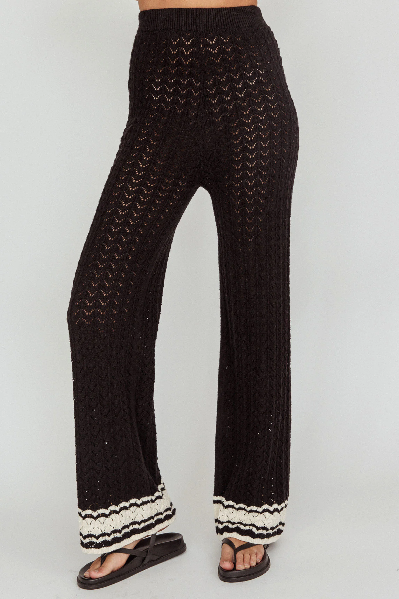 Rhodes Cotton Straight Leg Knit Pants Black