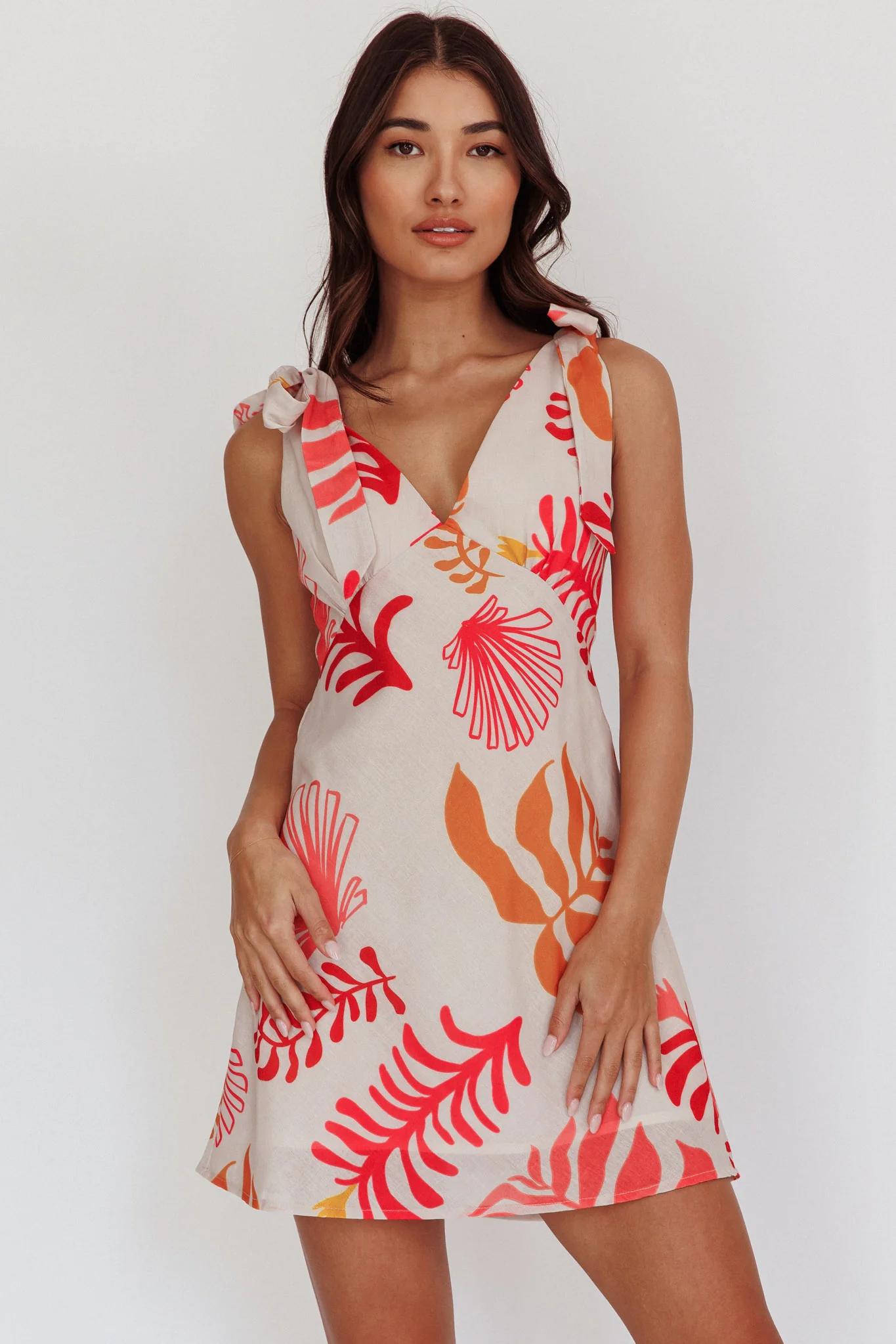 Mykonos Morning Tied Shoulder Mini Dress Seashell Pink