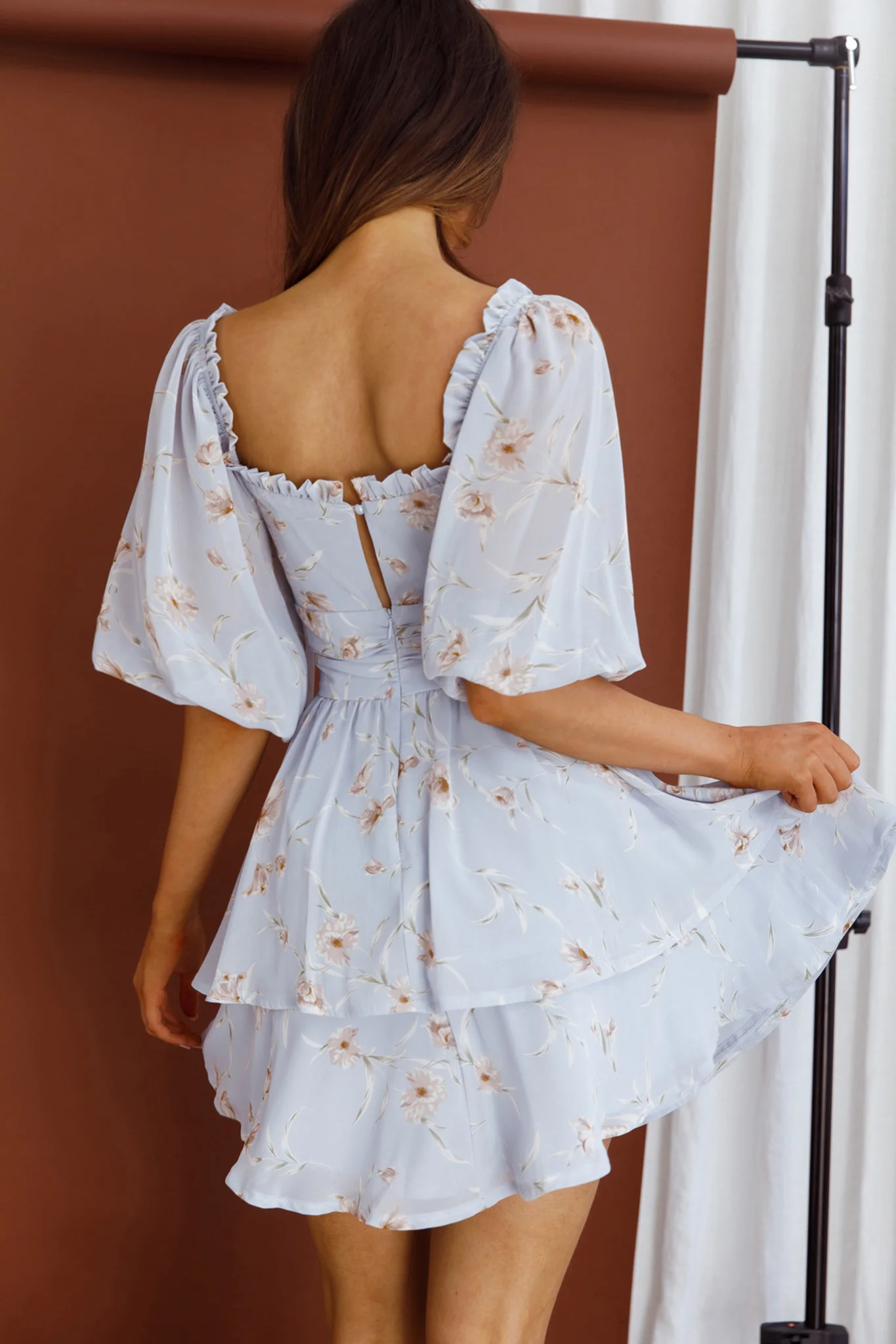 Forever Bloom Off-Shoulder Mini Dress Floral Blue
