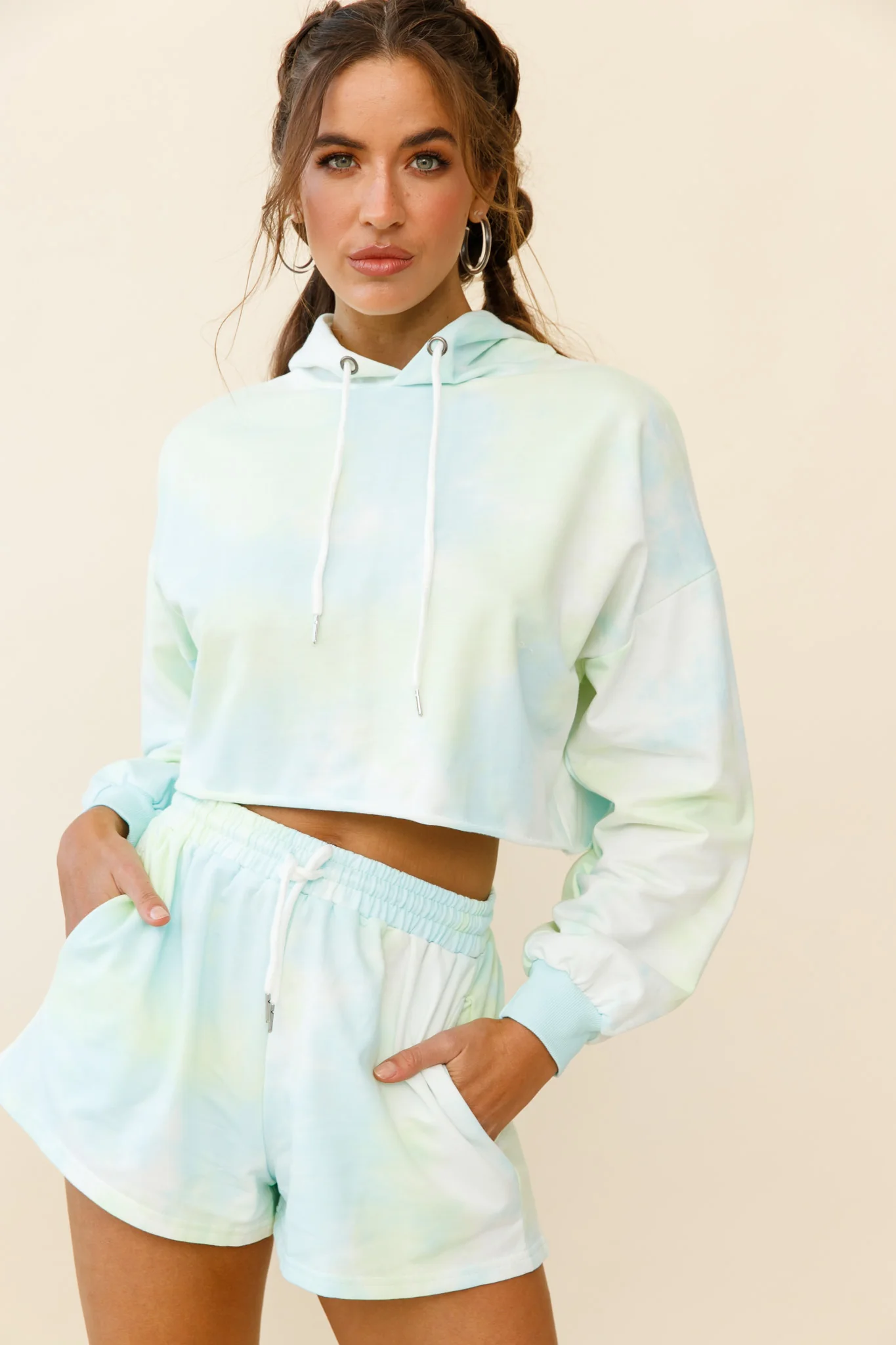 September Sun Drawstring Waist Shorts Green