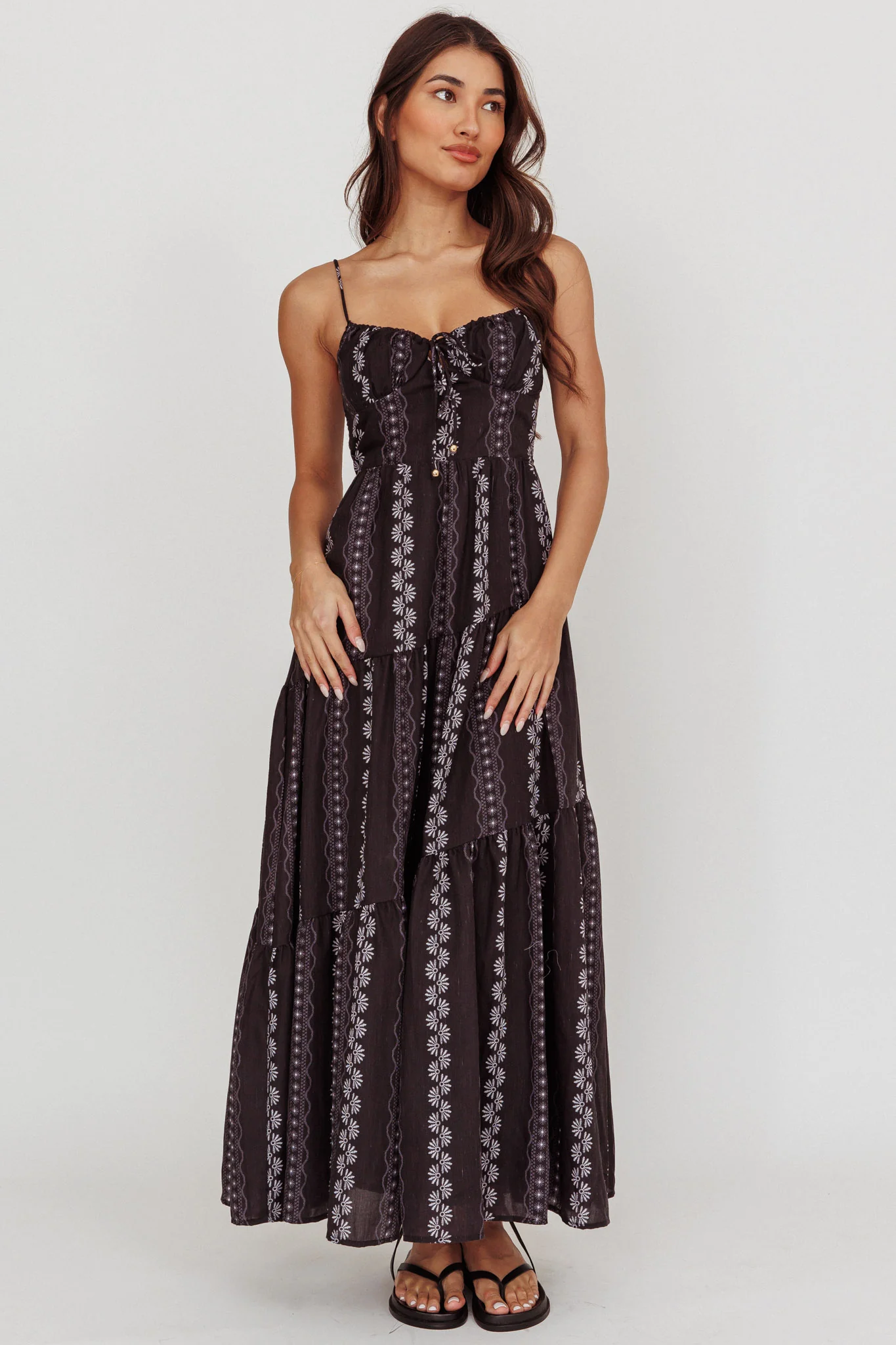 Doe Tied Bust Maxi Dress Black