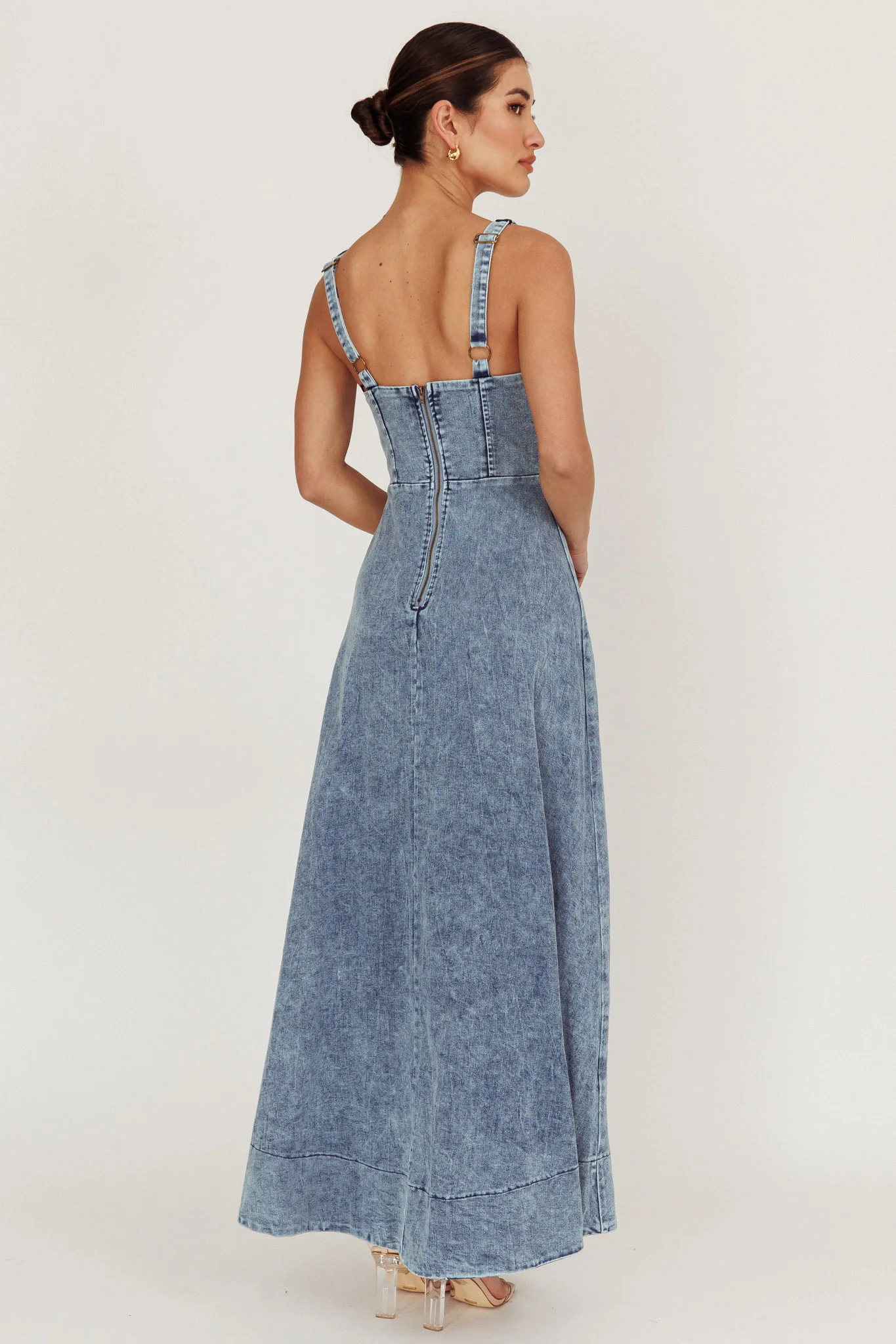 Talissa A-Line Maxi Denim Dress Blue