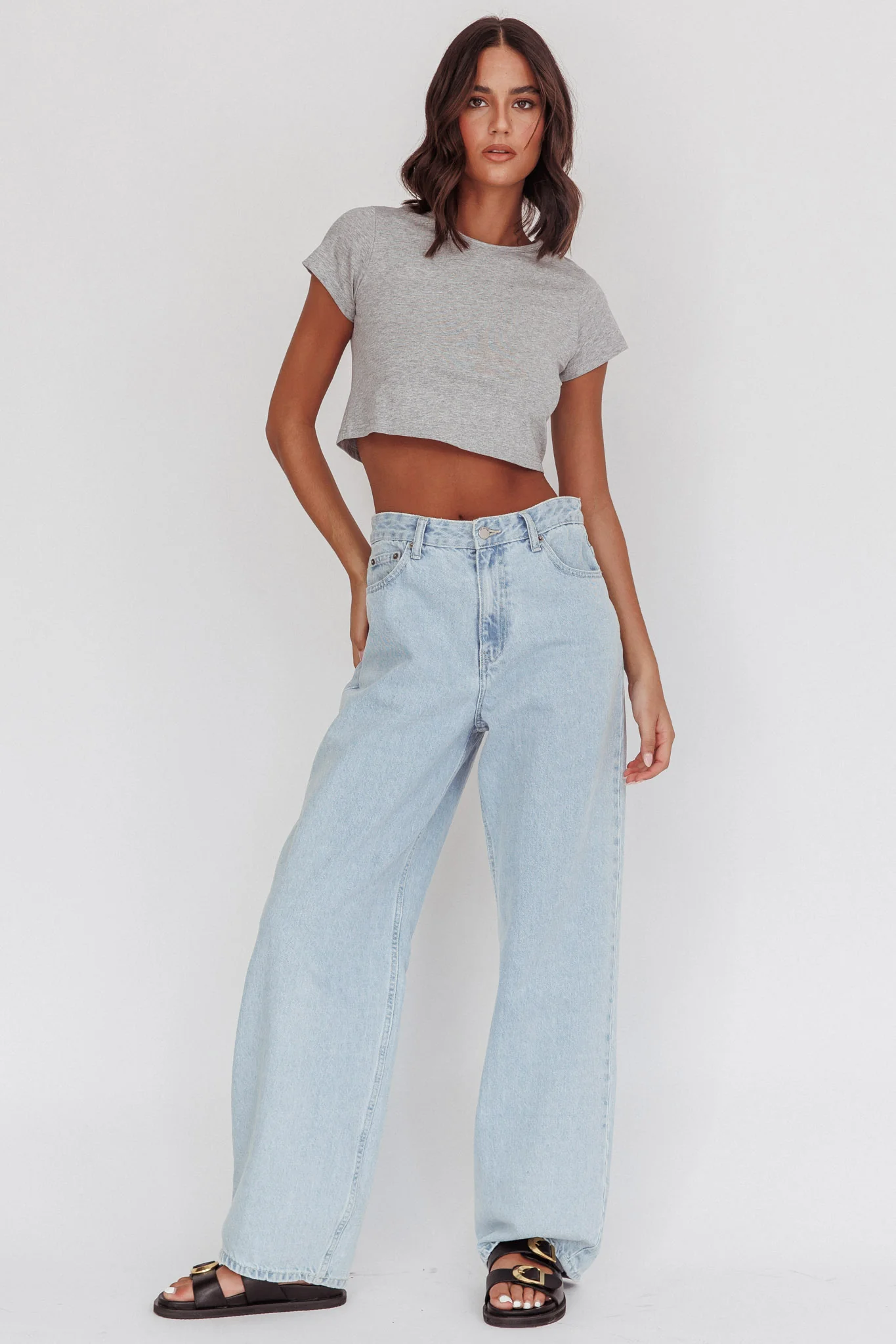 Olly Cropped Baby Tee Grey