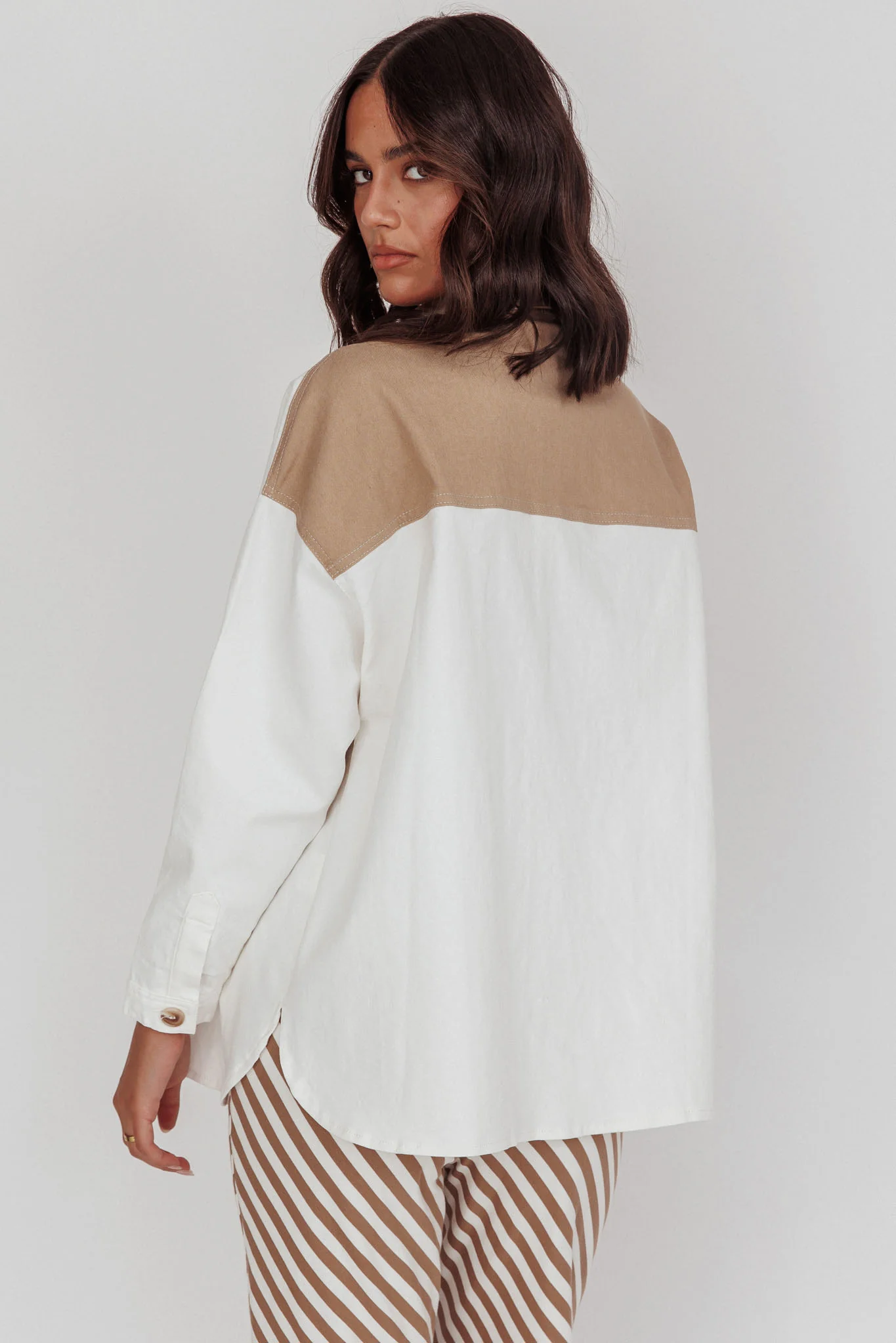 Lake Days Chest Pocket Shirt White Beige