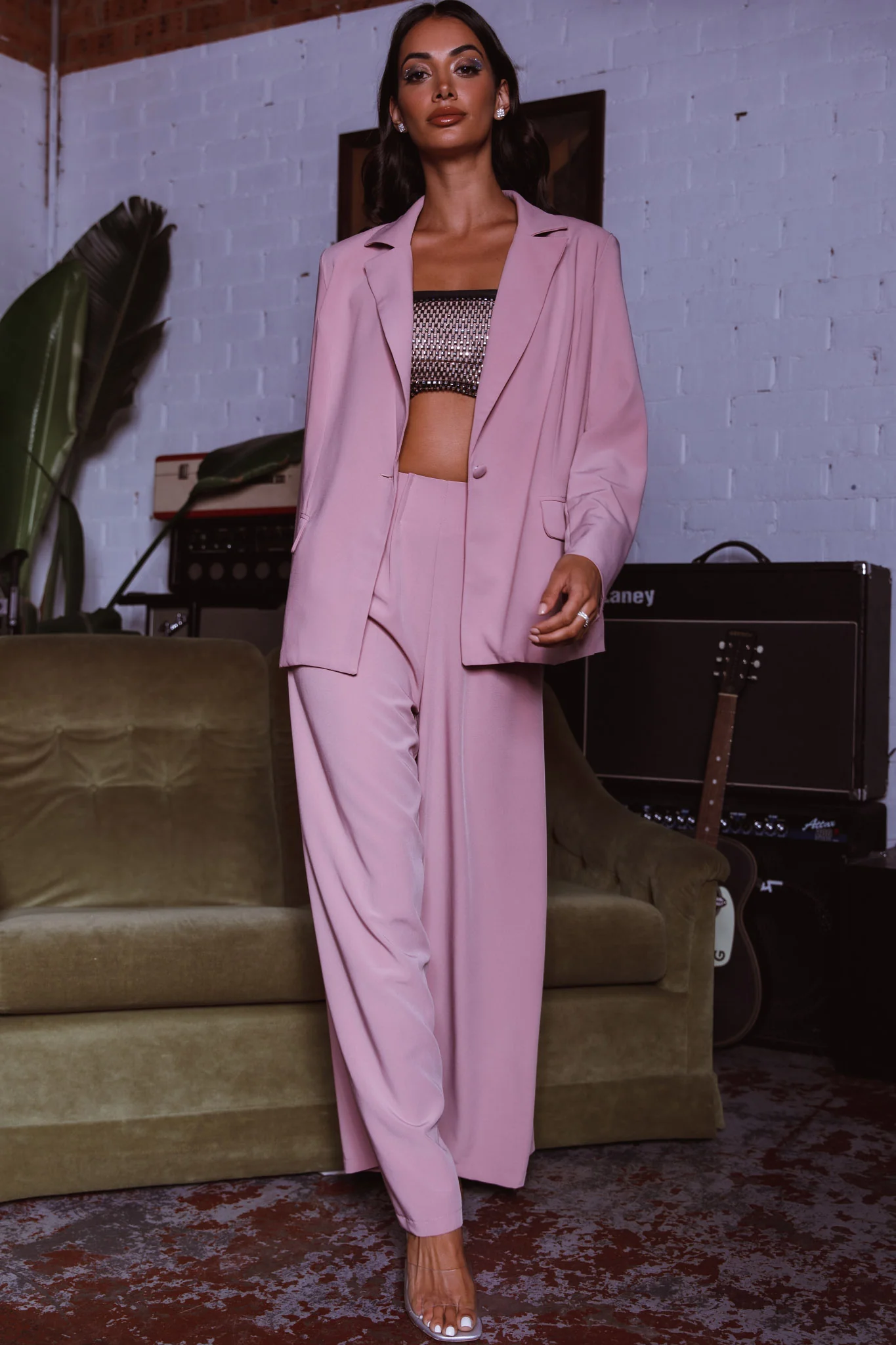 Vous Etes Belle Pleated Waist Pants Blush