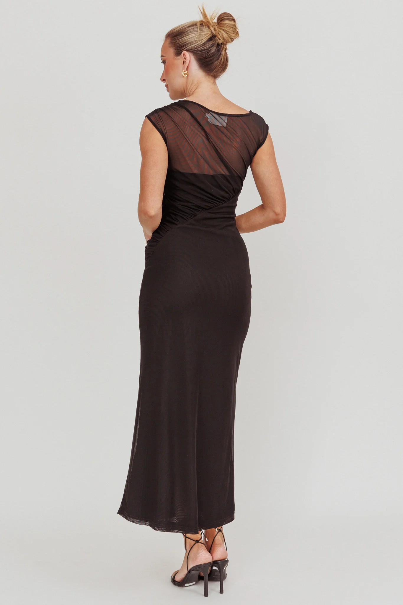 Passion Mesh Sleeveless Maxi Dress Black