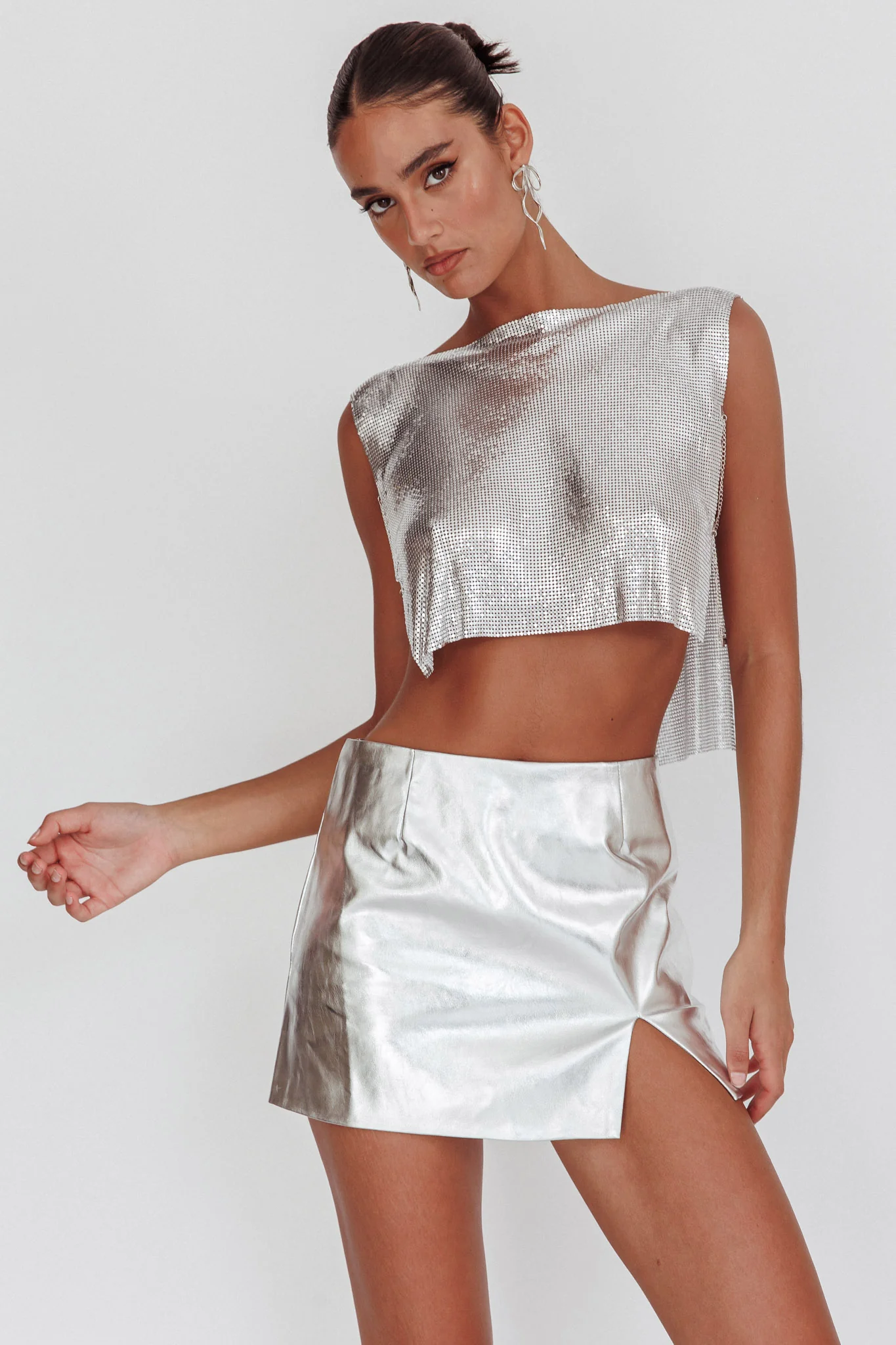 Breakdance Metal Mesh Top Silver