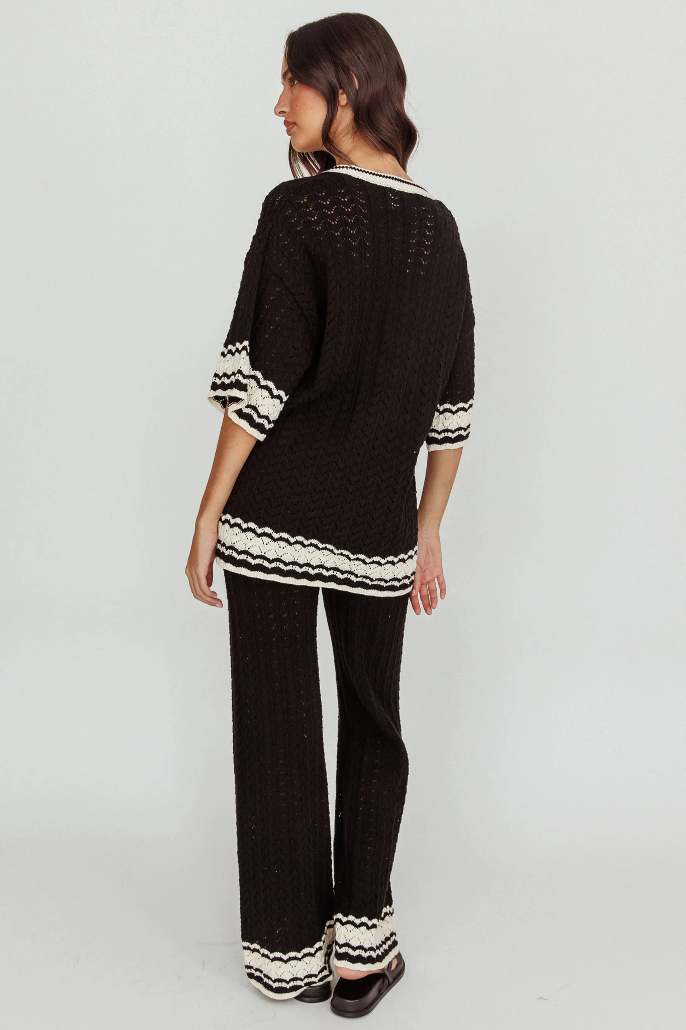 Rhodes Cotton Straight Leg Knit Pants Black