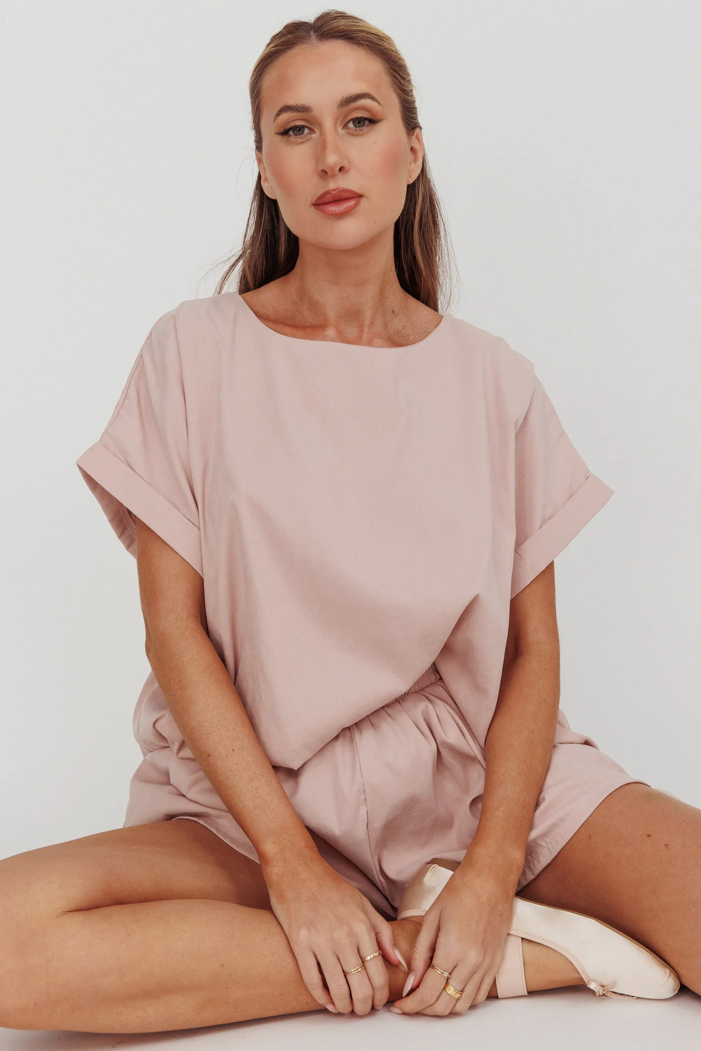 Yuna Pleat Back Boxy Tee Blush