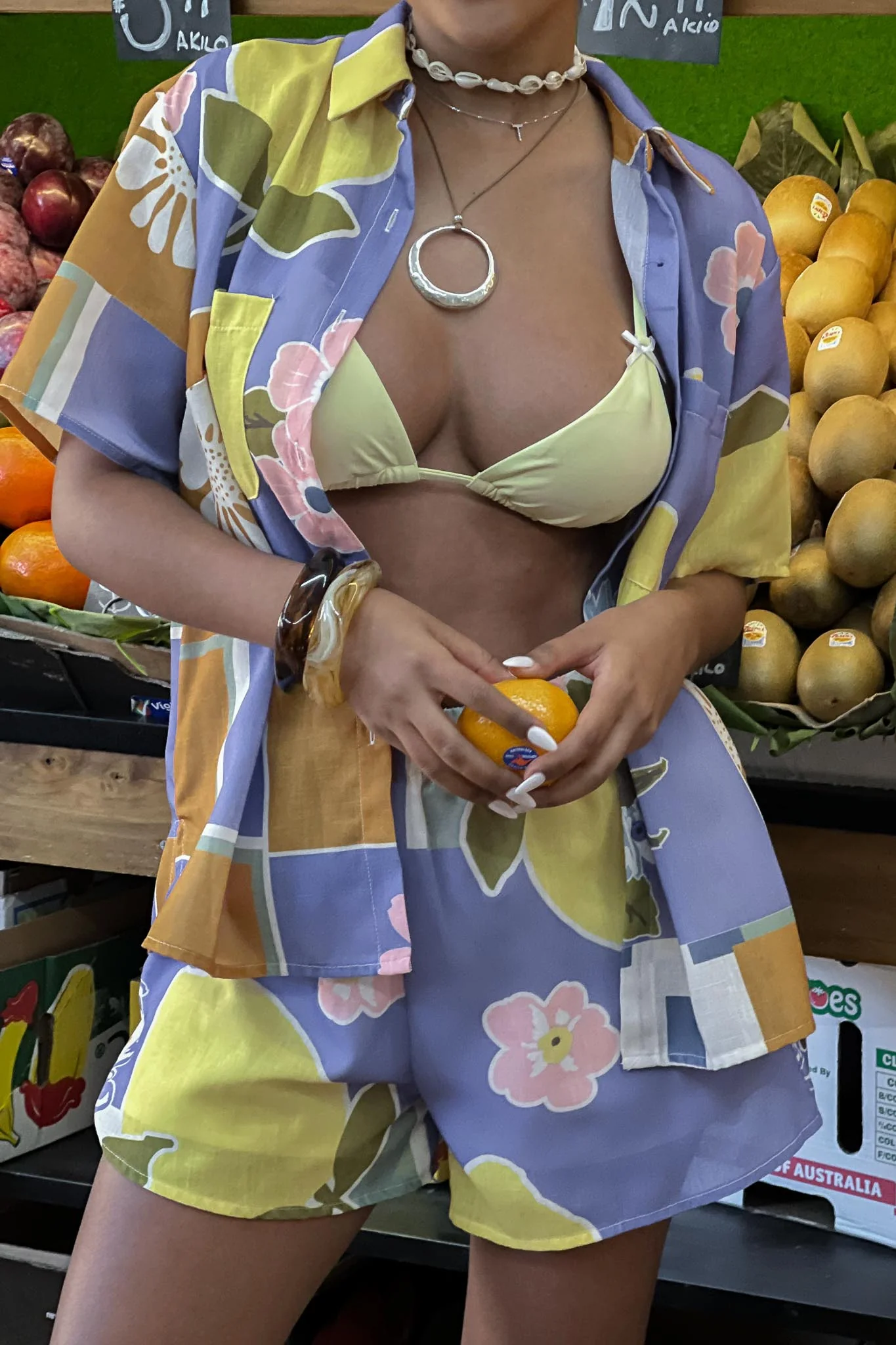 Swing Of Things Elastic Waist Shorts Citrus Lilac