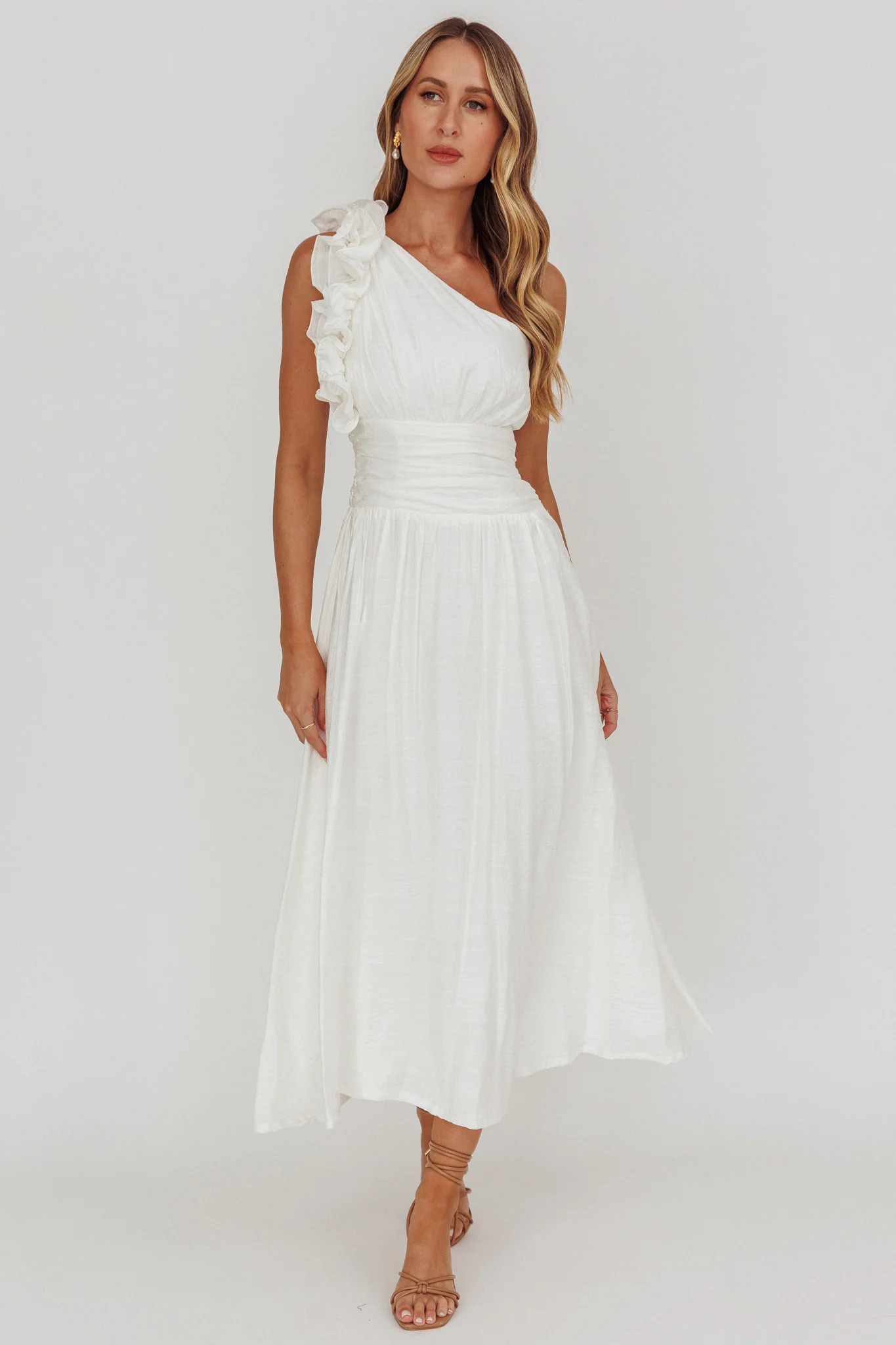 Antheia One-Shoulder Maxi Dress White