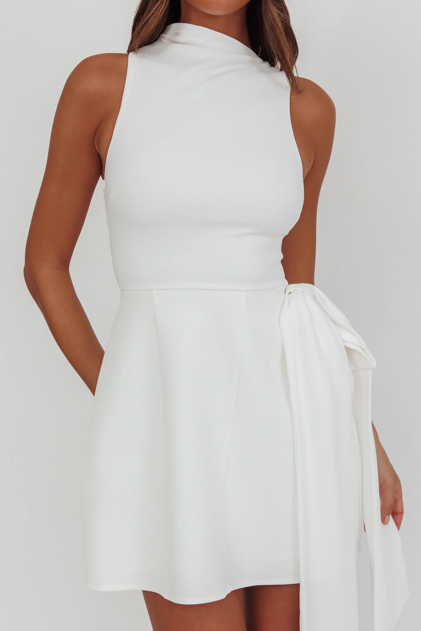 Breaker High Neck Mini Dress White White