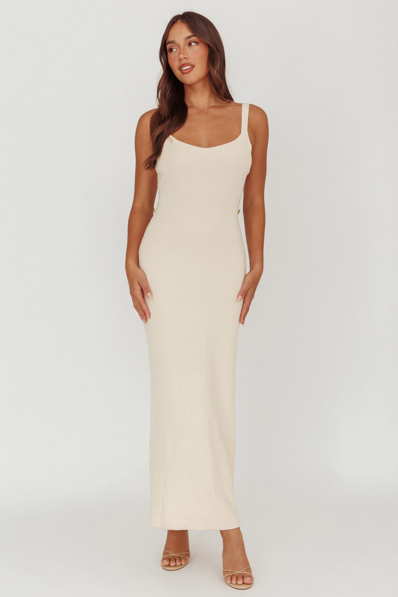 Fall Moon Cut-Out Back Maxi Dress Ivory