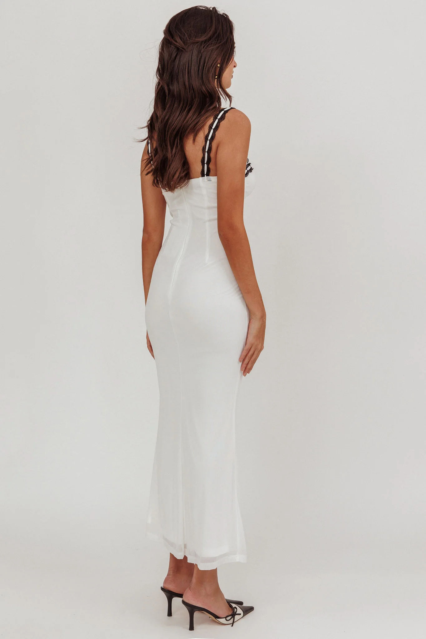 Girl Power Lace Strap Maxi Dress White