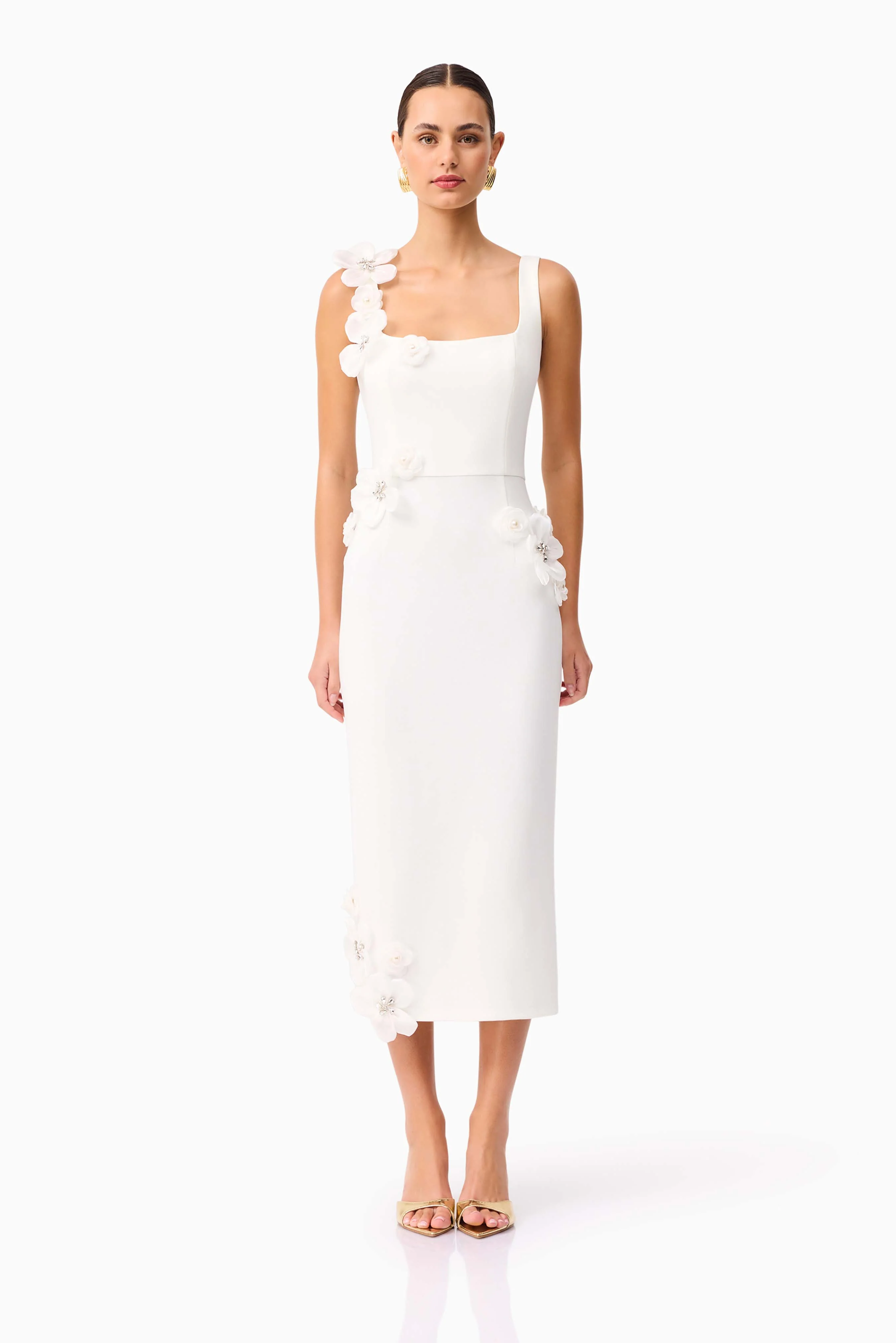 Chantelle 3D Midi Dress in White