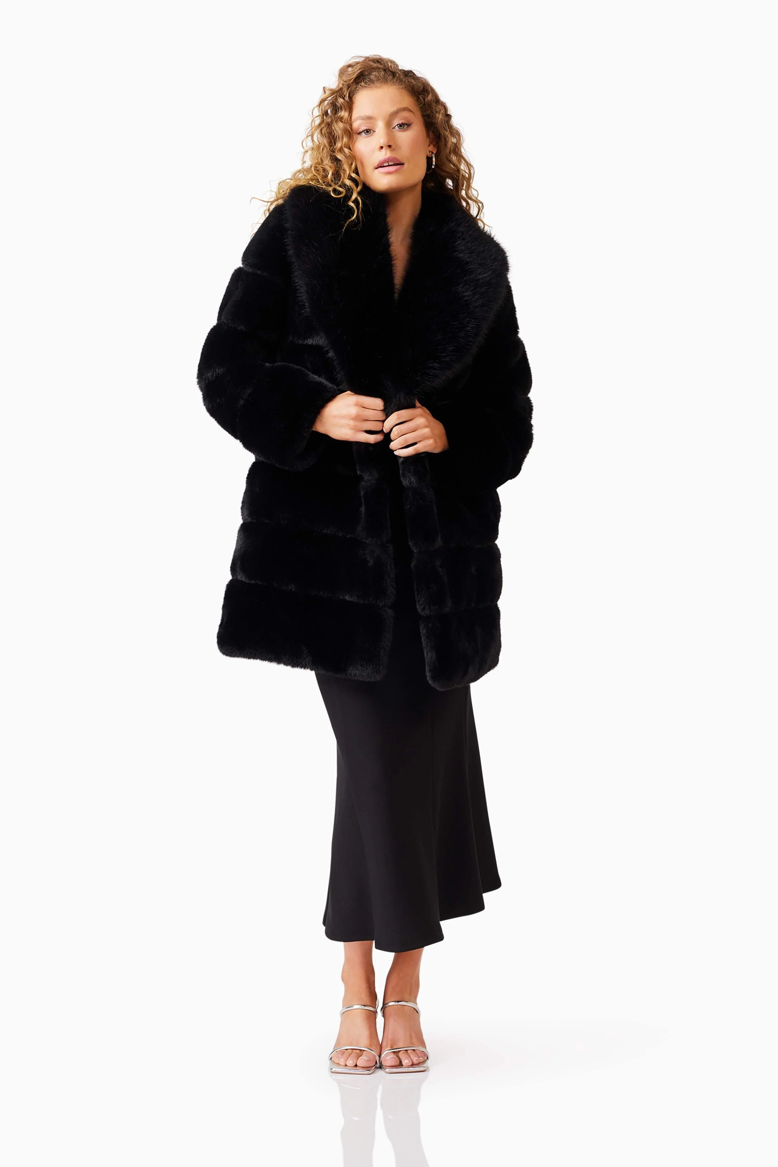 Keystone Faux Fur Coat in Black
