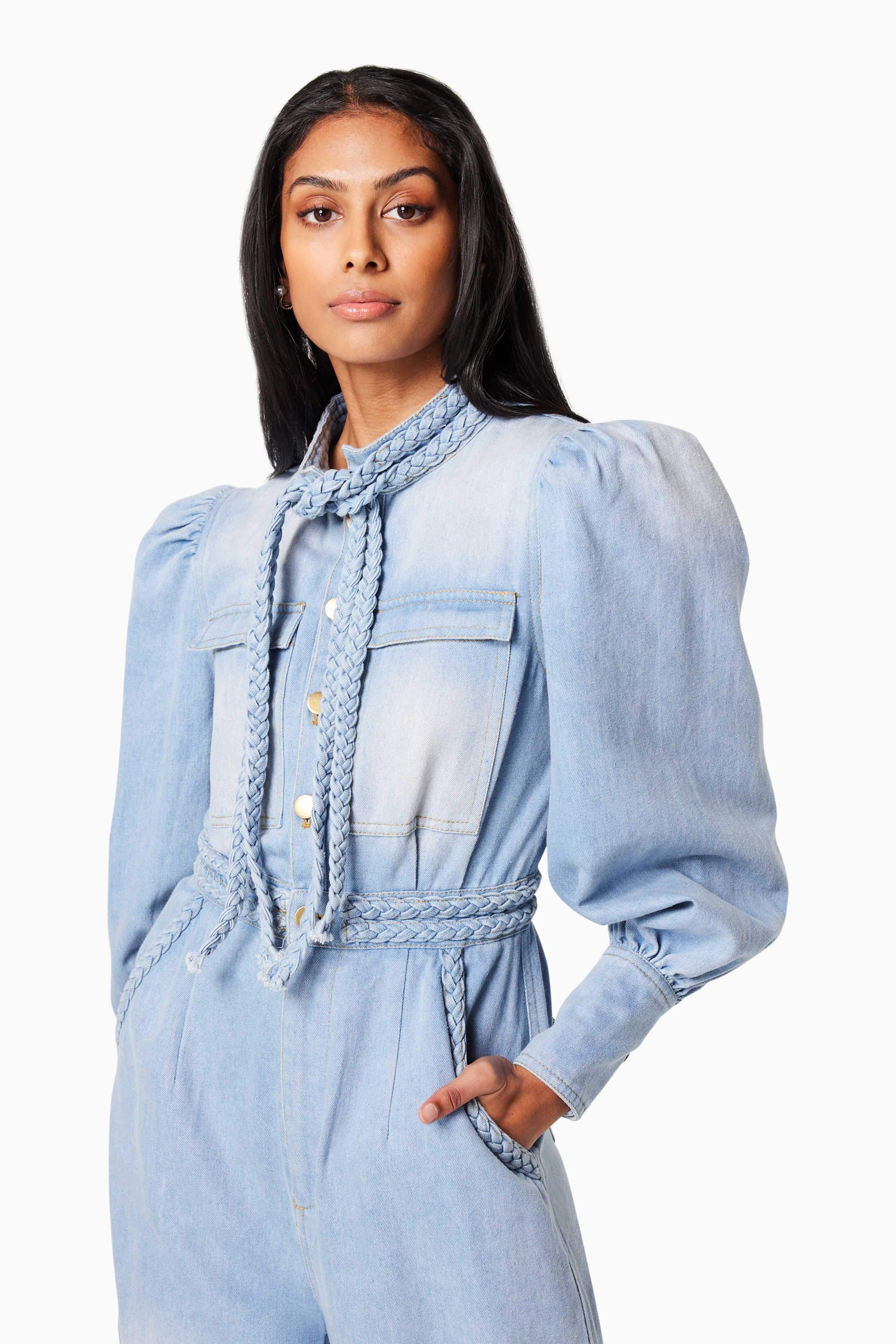 Country Long Sleeved Jumpsuit In Blue