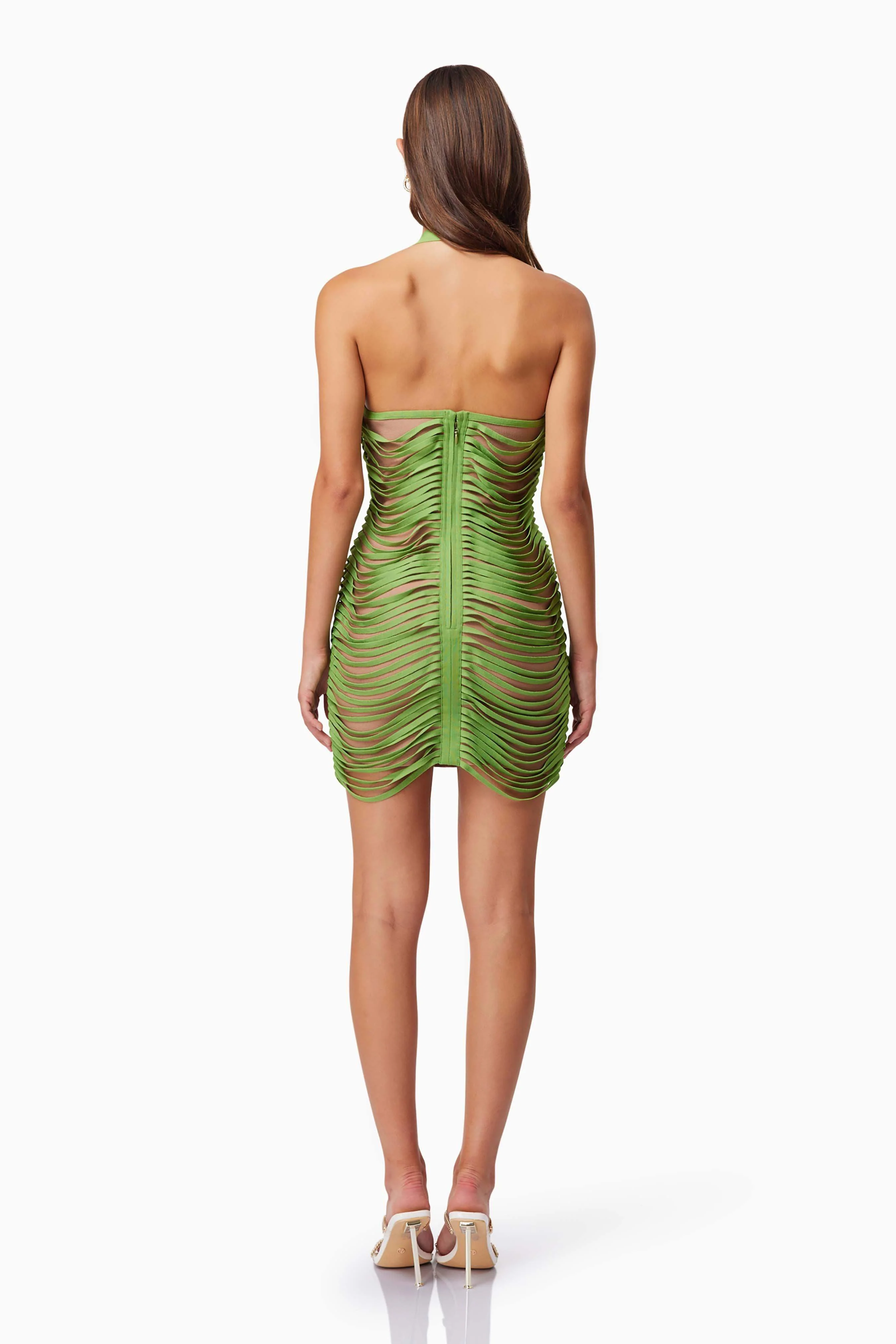 Stella Halter Neck Mini Dress In Green