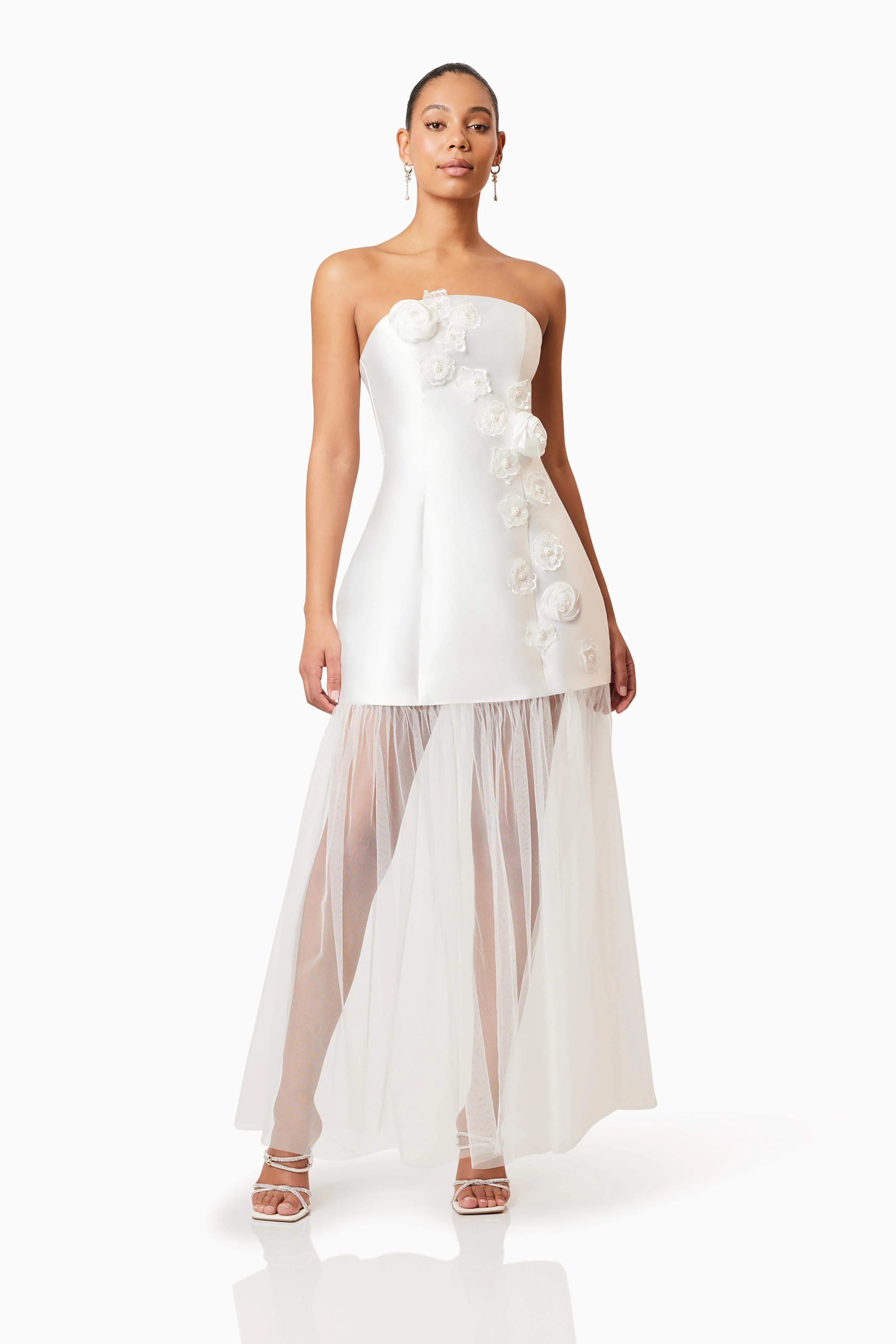 Oleander Strapless Maxi Dress In White