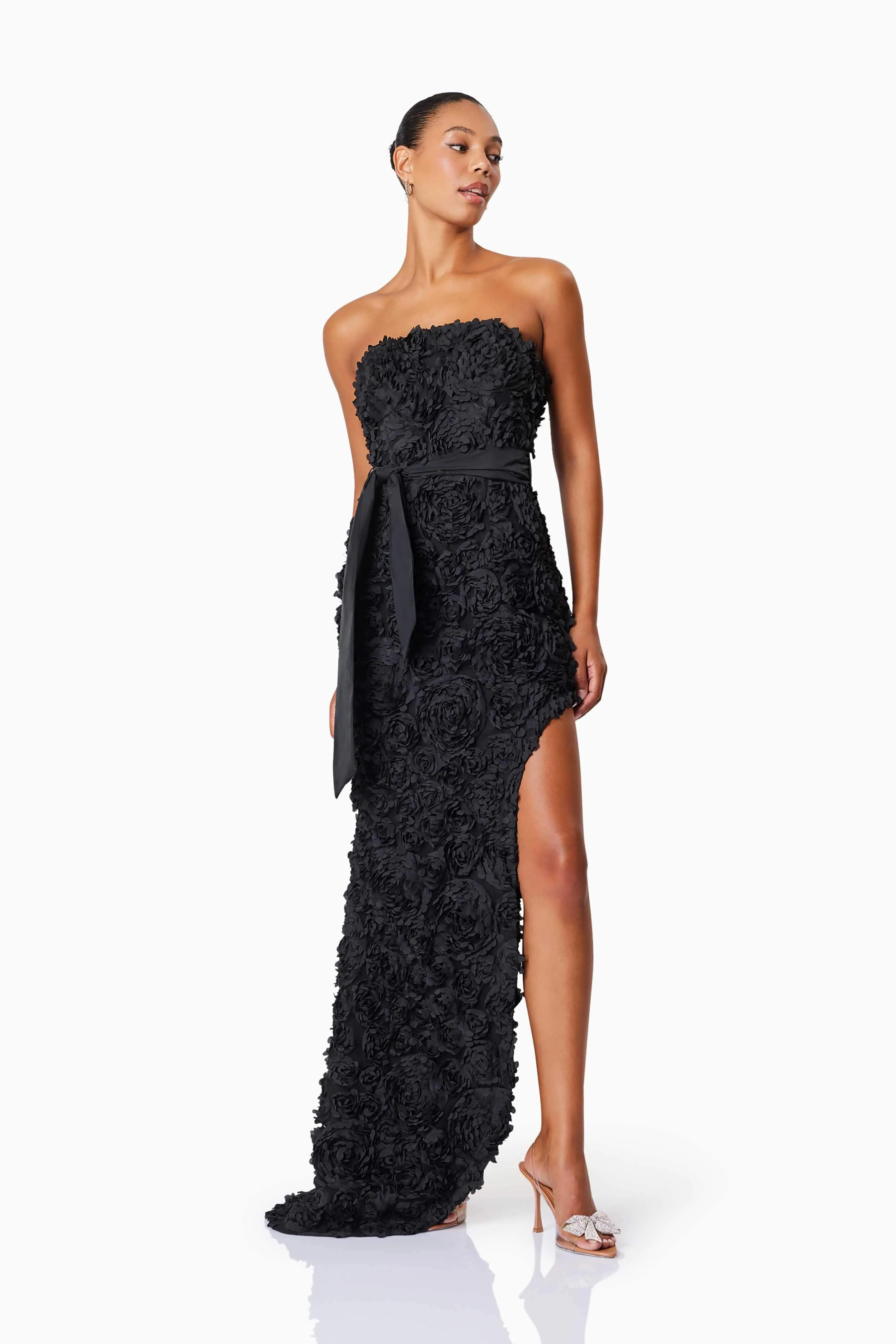 Megan Strapless Maxi Gown In Black