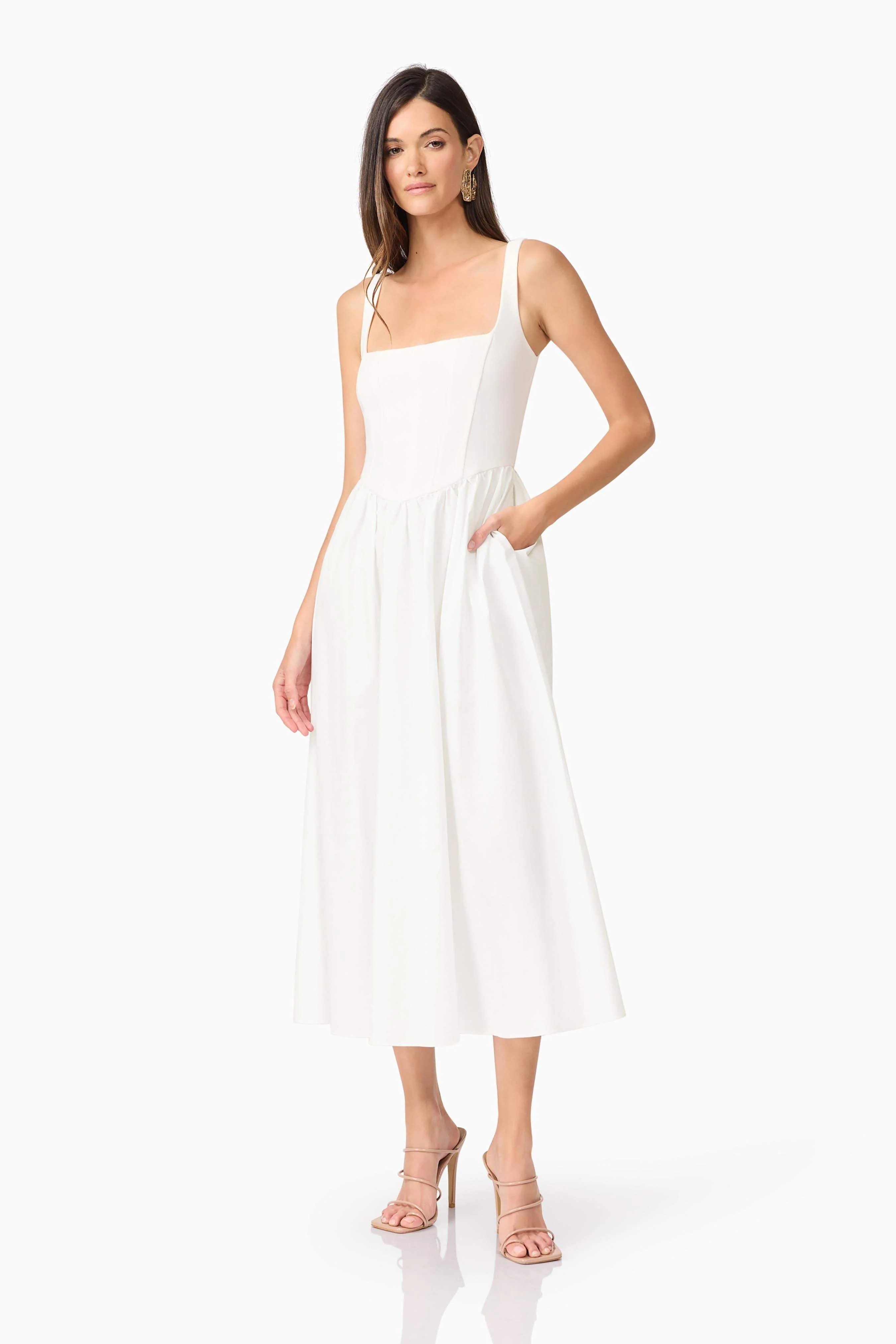 Ingrid Corset Midi Dress in White