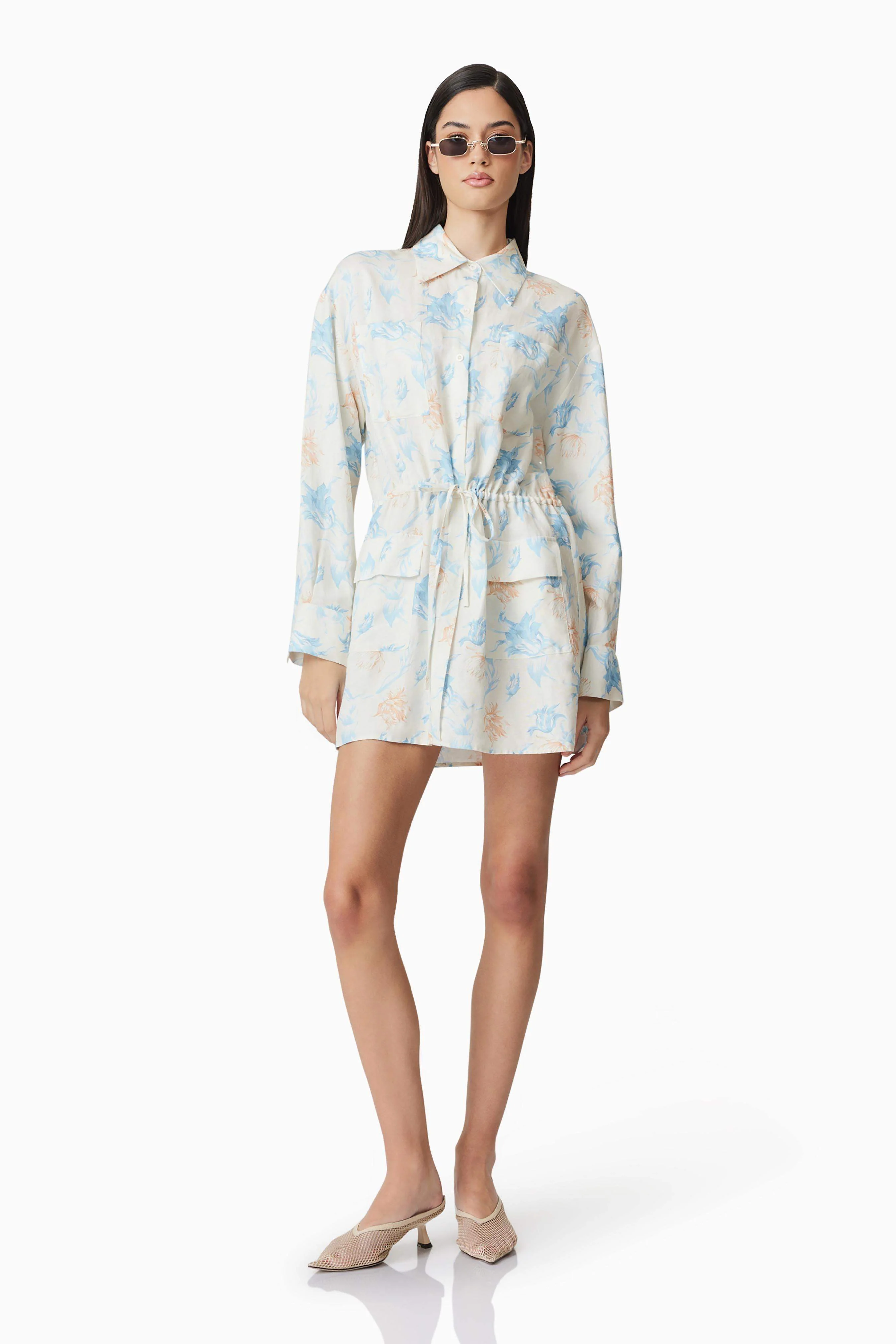 CURAAE Esther Floral Mini Shirt Dress
