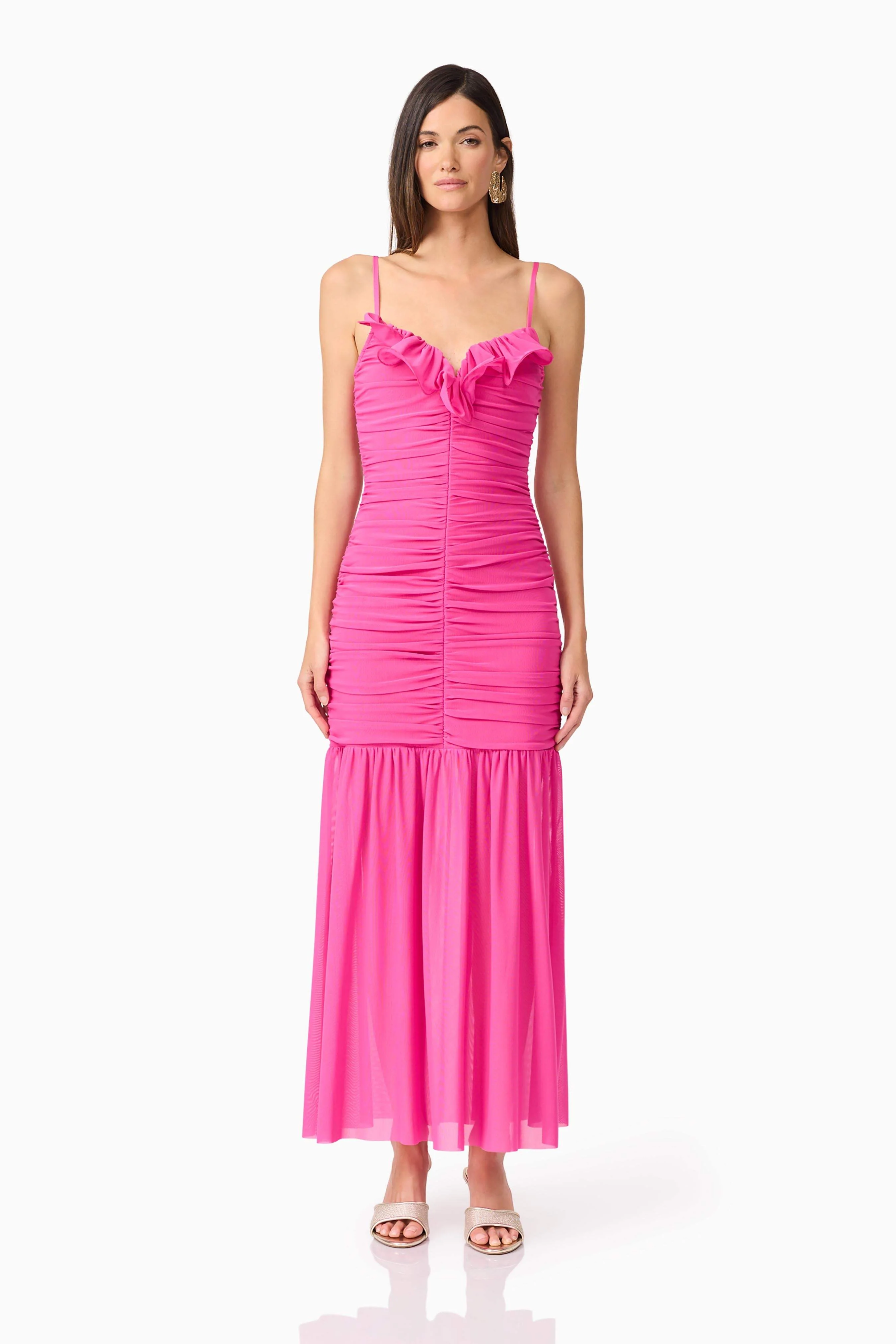 Celina Sweetheart Maxi Dress in Pink