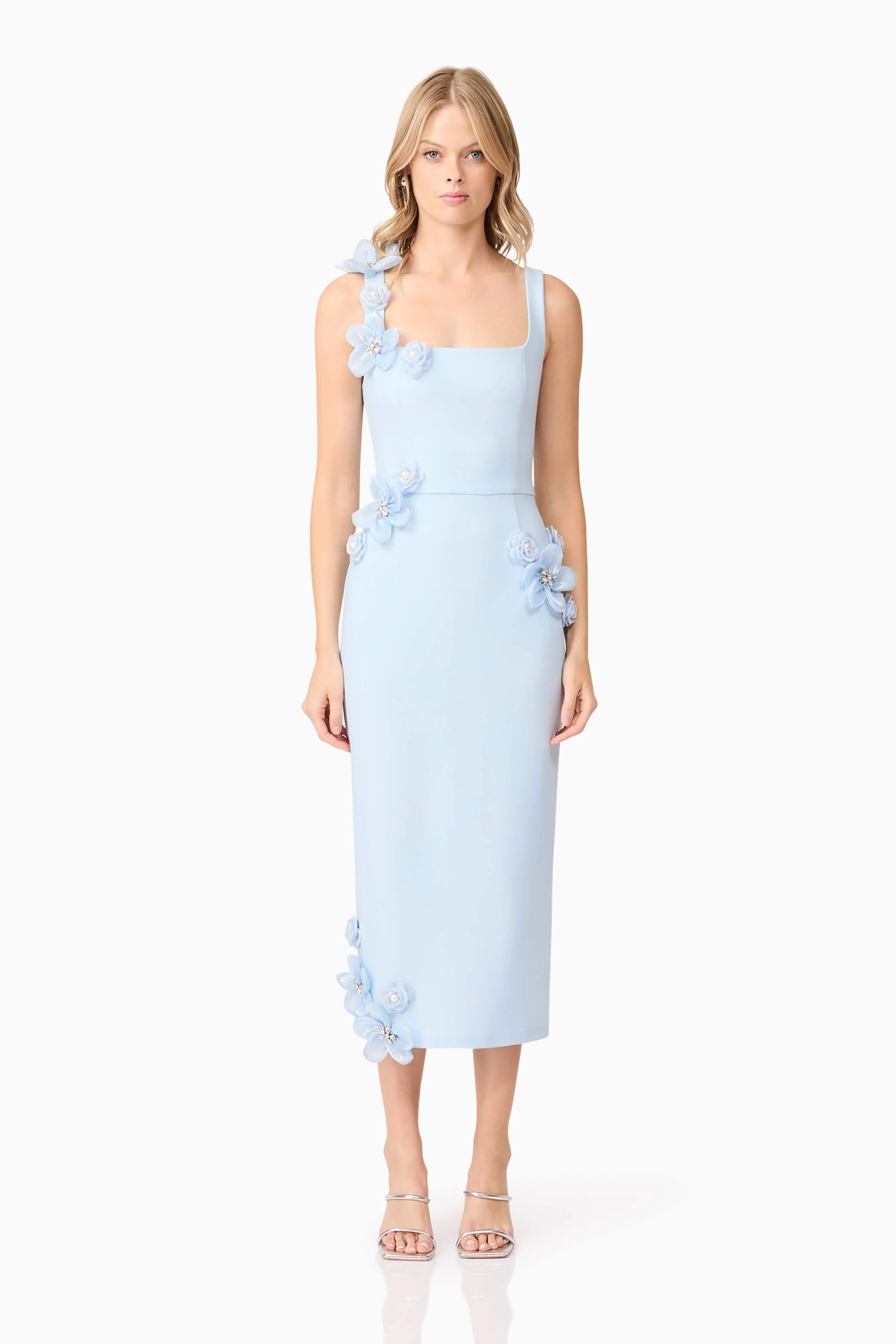 Chantelle 3D Midi Dress In Blue