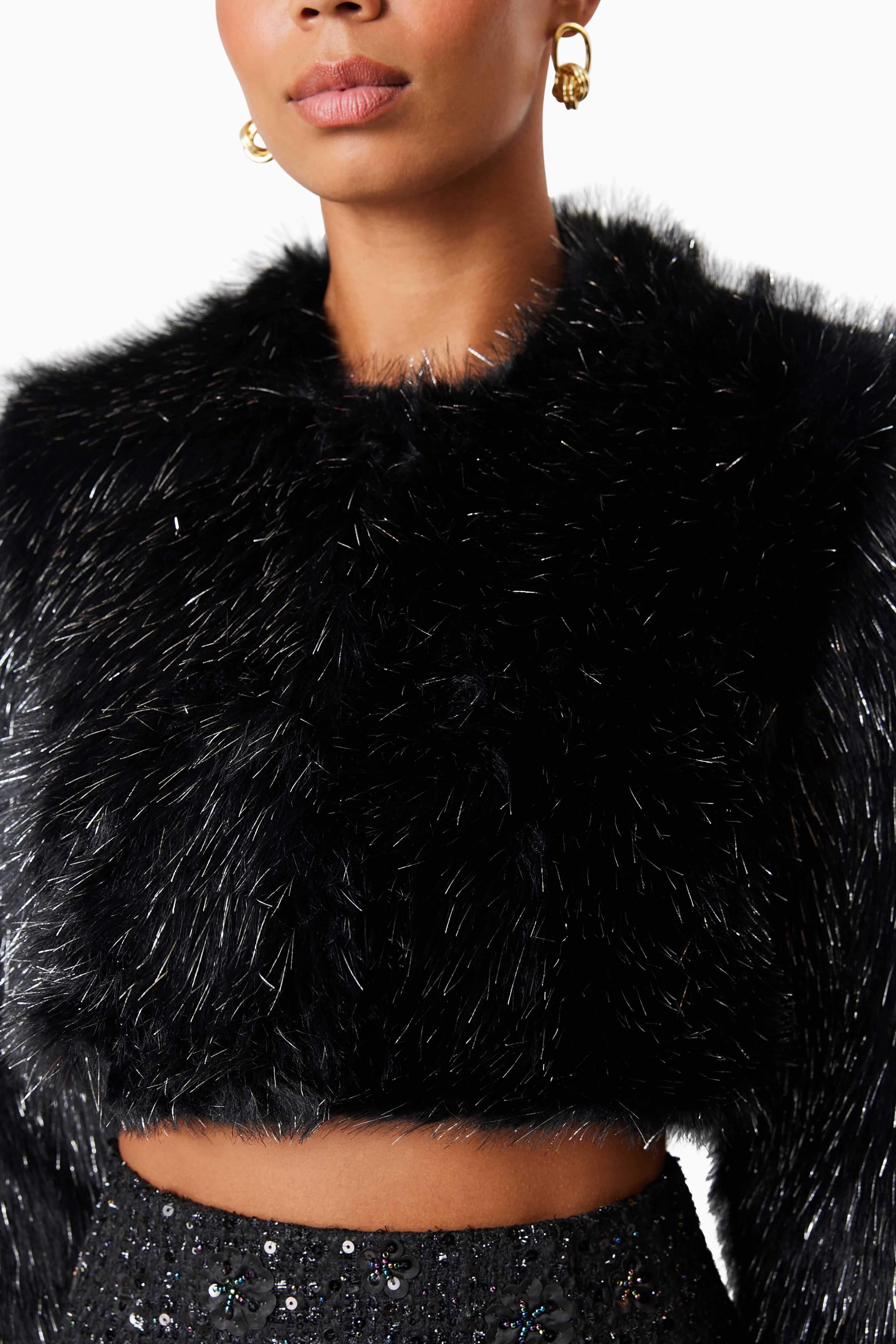Cosette Faux Fur Jacket In Black